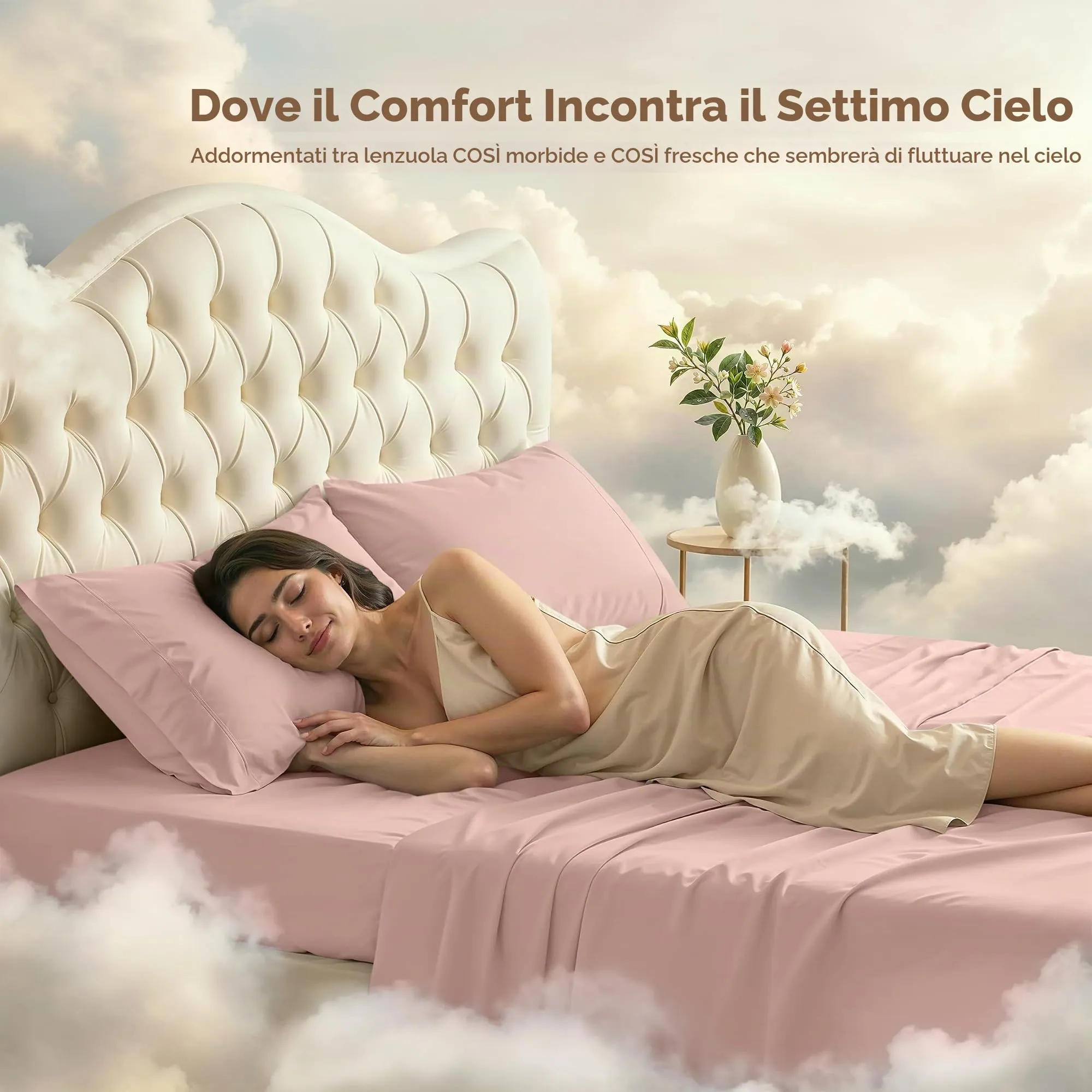 Utopia Bedding Set di lenzuola per letto Queen Size, 4 pezzi, microfibra, rosa cipria - immagine 5
