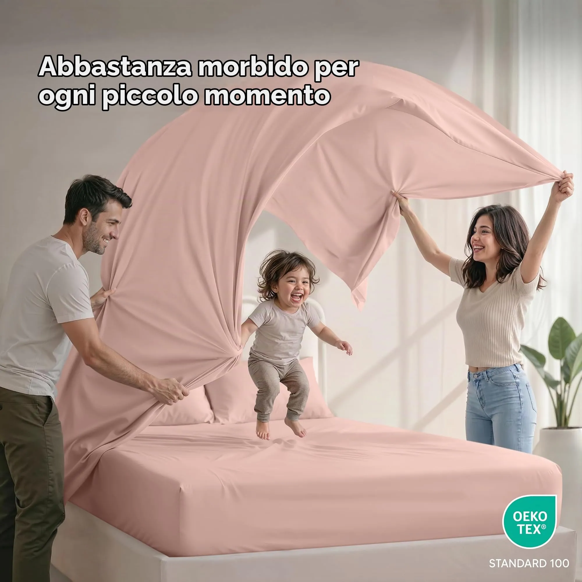 Utopia Bedding Set di lenzuola per letto Queen Size, 4 pezzi, microfibra, rosa cipria - immagine 6