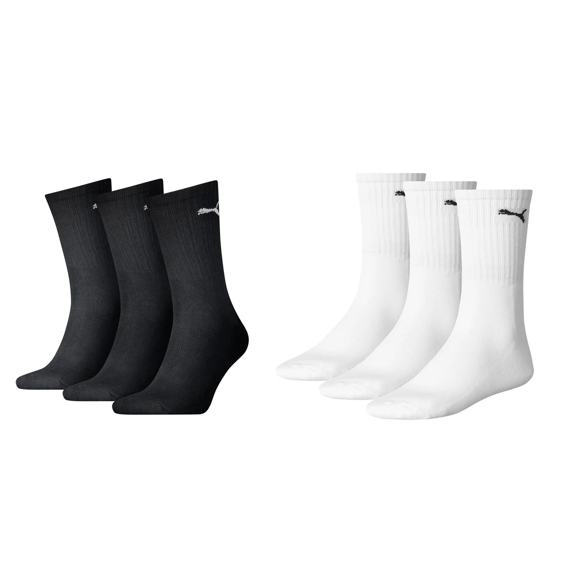 Puma Cush Crew Sport Socks, 6 Pack (3x Black, 3x White), 39-42 - immagine 1