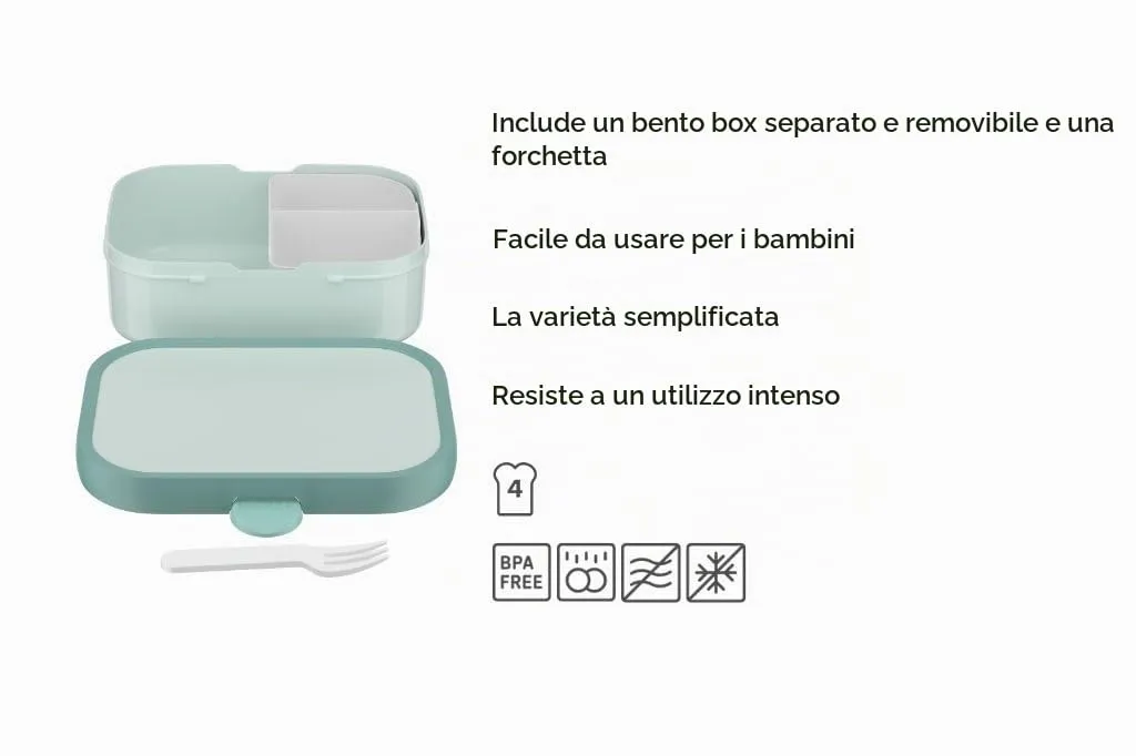 Mepal Porta Pranzo Campus Bento per Bambini con Scomparto e Forchetta, 750 ml, Pink - immagine 3