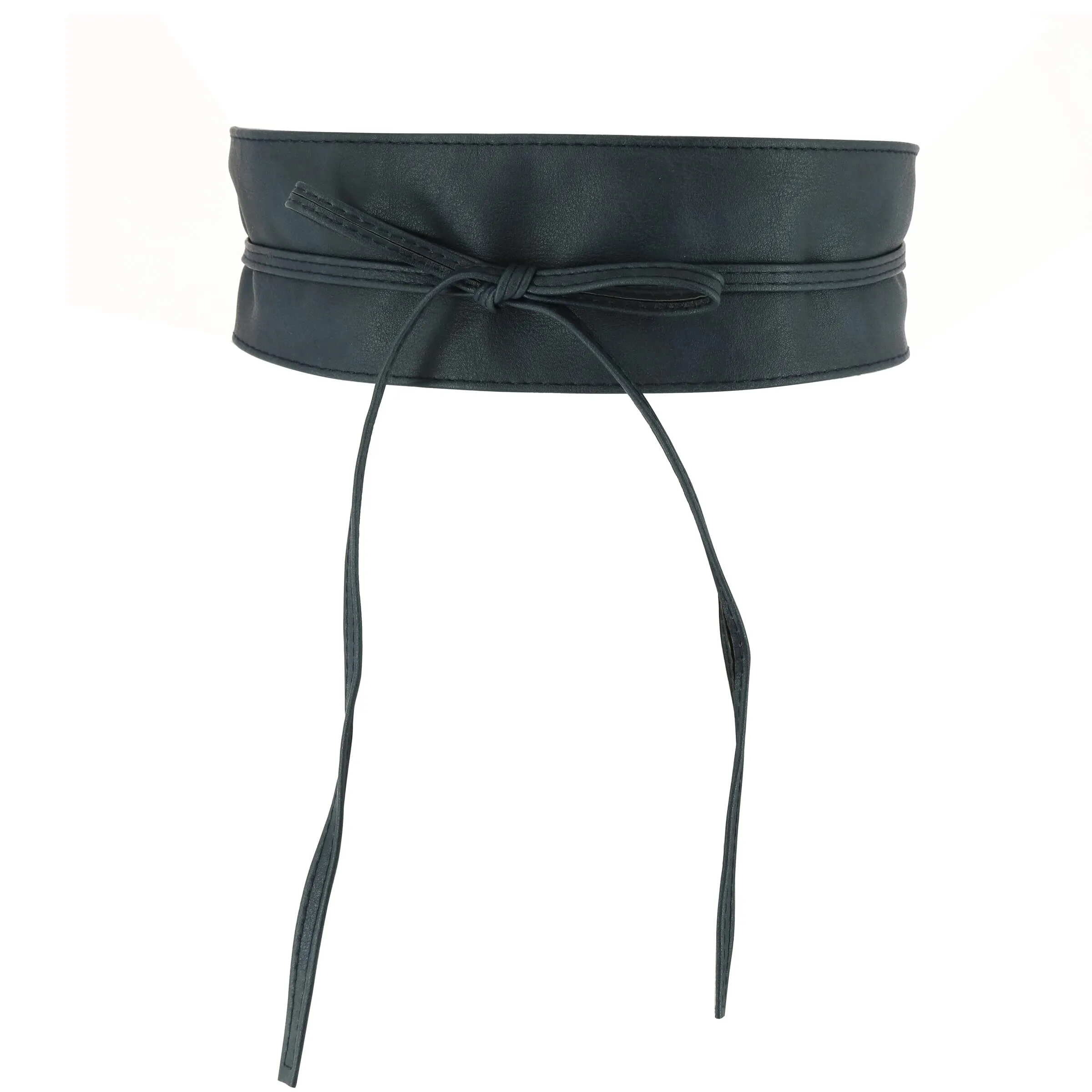 FASHIONGEN Cintura Obi da donna in similpelle Blu marino, S-M - immagine 1