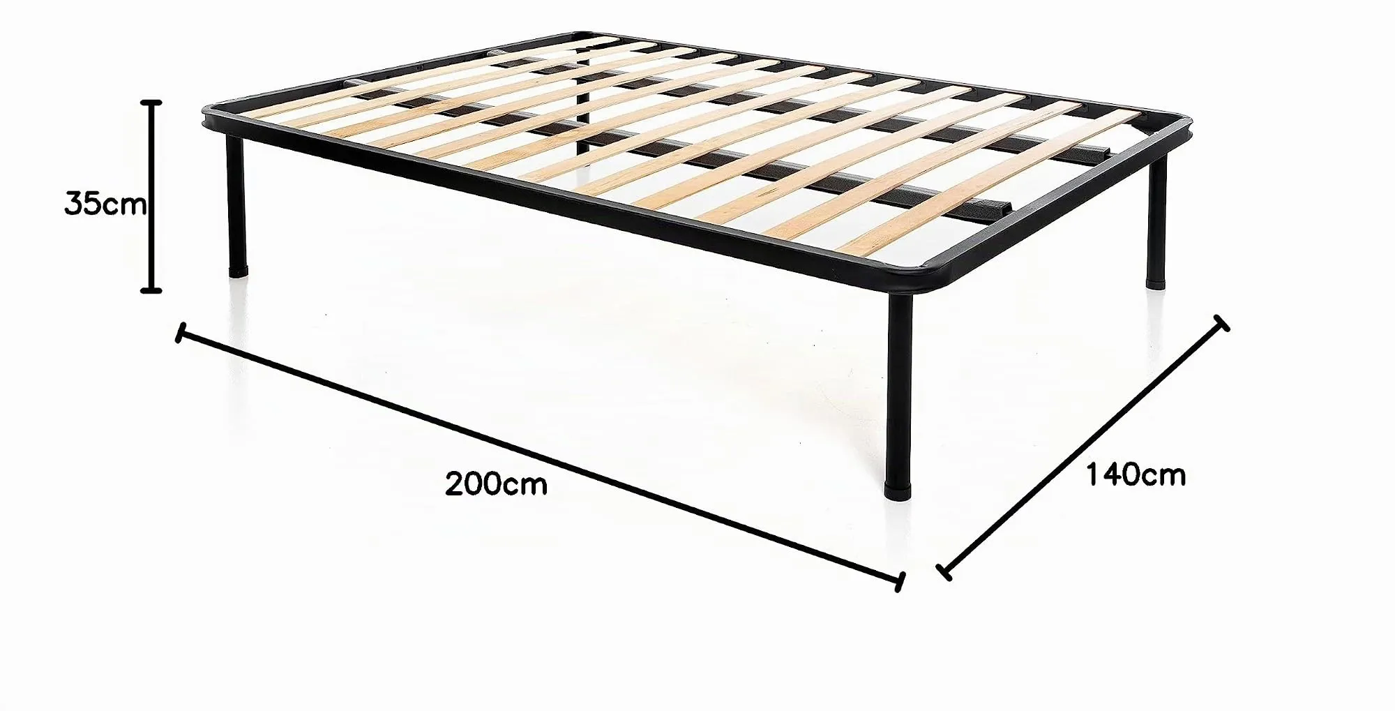 Dolci Sogni Rete Letto Una Piazza e Mezza alla Francese 140x200 Ortopedica a Doghe in Legno con Doppia Barra Centrale e Struttura in Ferro - immagine 3