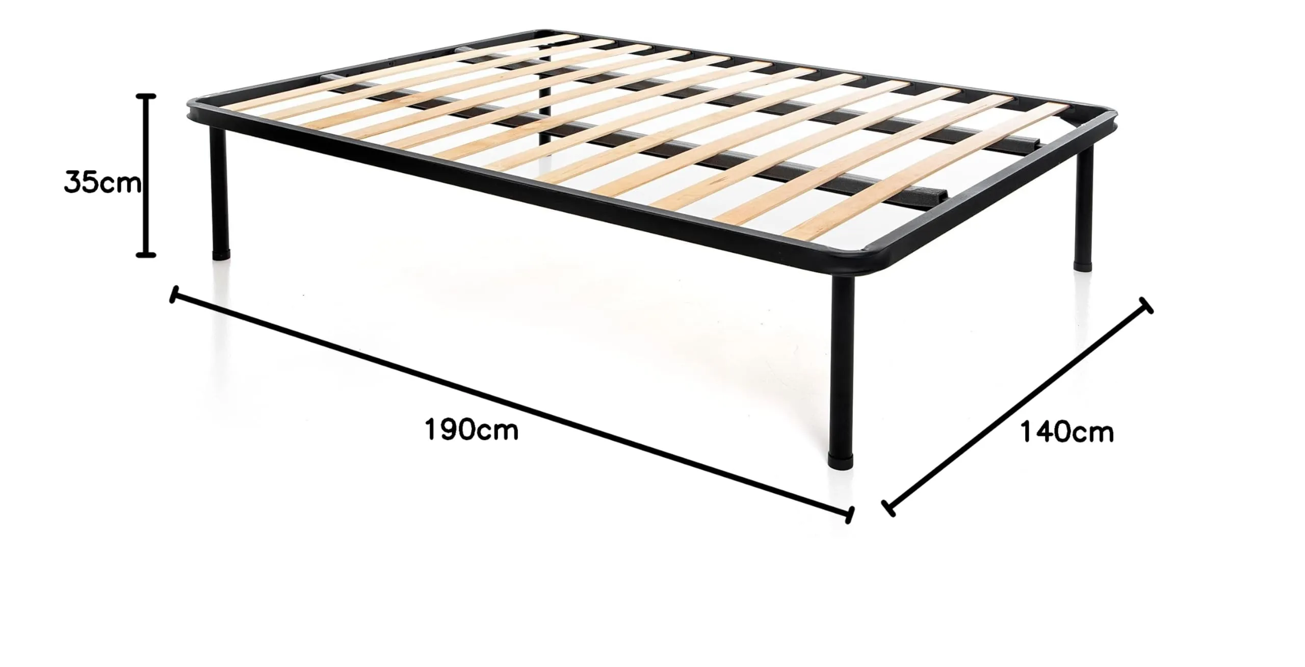 Dolci Sogni Rete Letto Una Piazza e Mezza alla Francese Ortopedica 140x190 a Doghe di Legno con Doppia Barra Centrale e Struttura in Ferro, Made in Italy - immagine 3