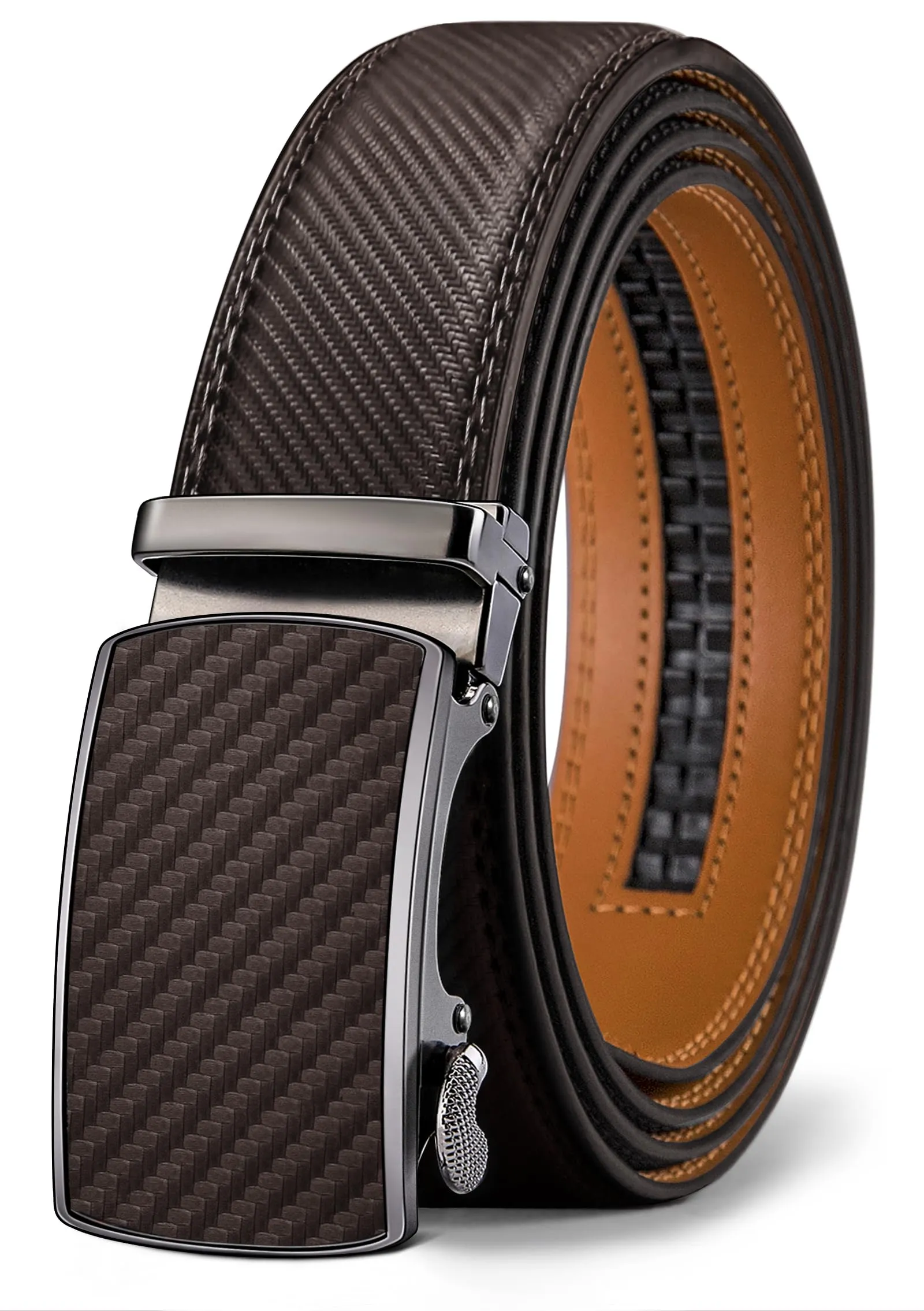 BULLIANT Cintura Uomo in Pelle con Fibbia Automatica a Cricchetto 35mm, Marrone Scuro, 130cm - immagine 1