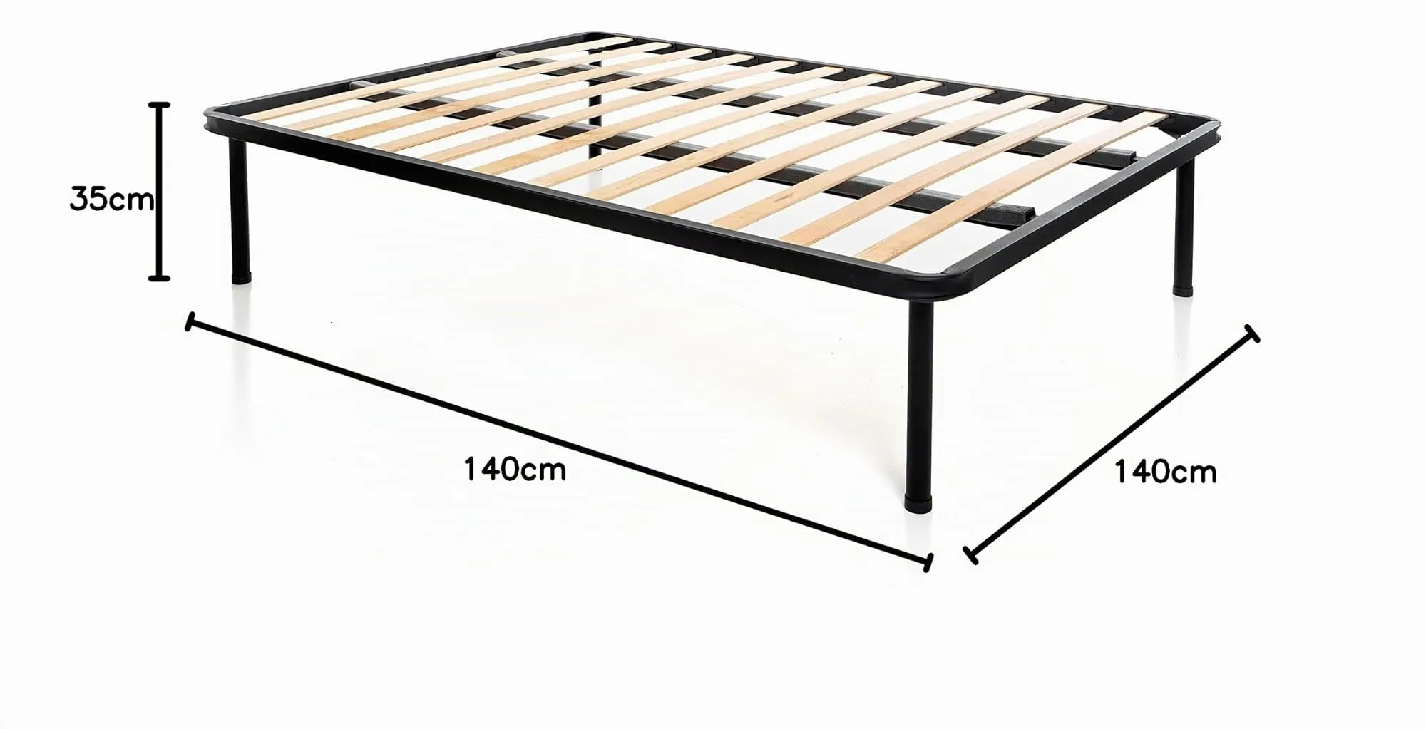 Dolci Sogni Rete Letto Una Piazza e Mezza alla Francese 140x200 Ortopedica a Doghe di Legno con Doppia Barra Centrale e Struttura in Ferro - immagine 3