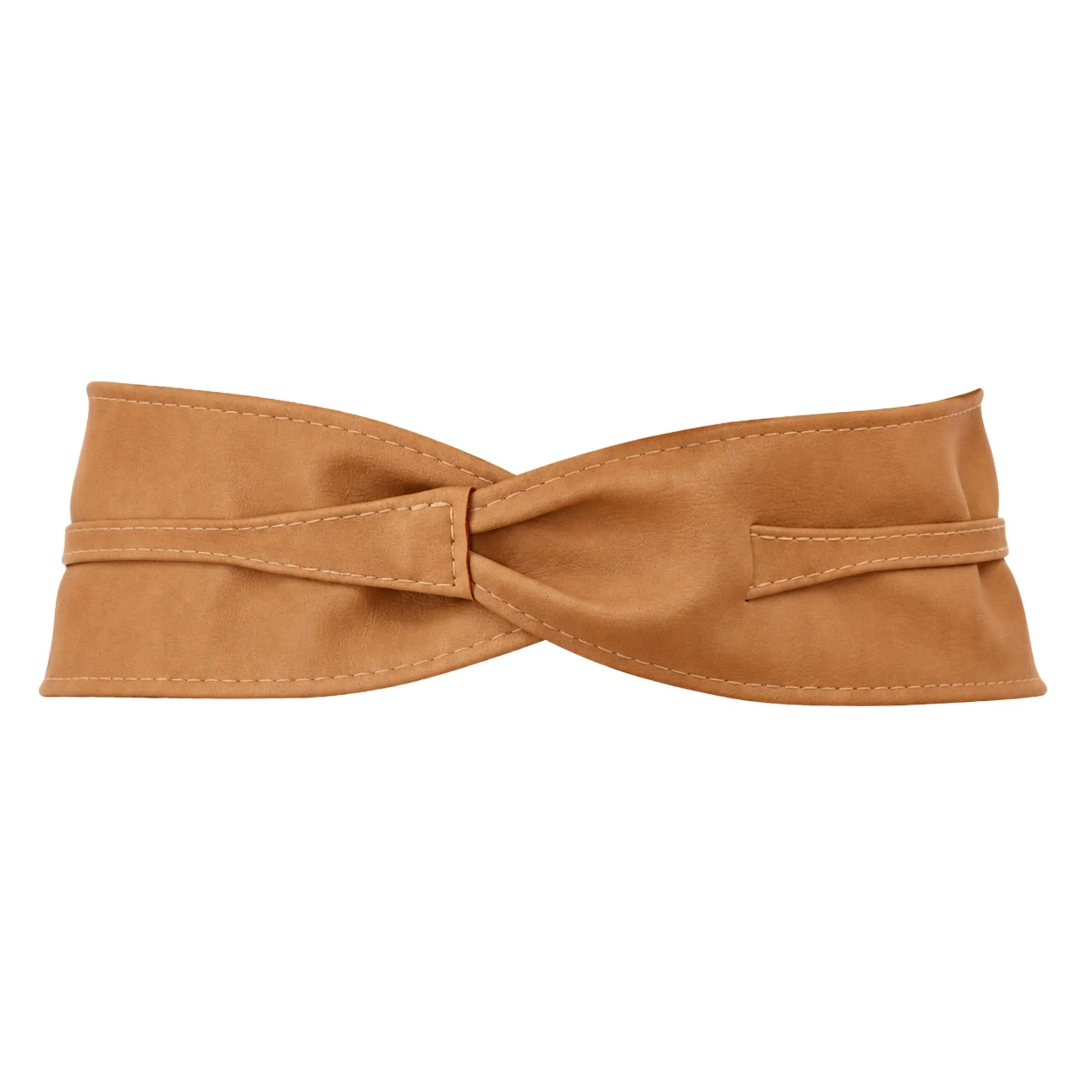 FASHIONGEN Cintura Obi da donna in similpelle, Cammello chiaro, S-M - immagine 3
