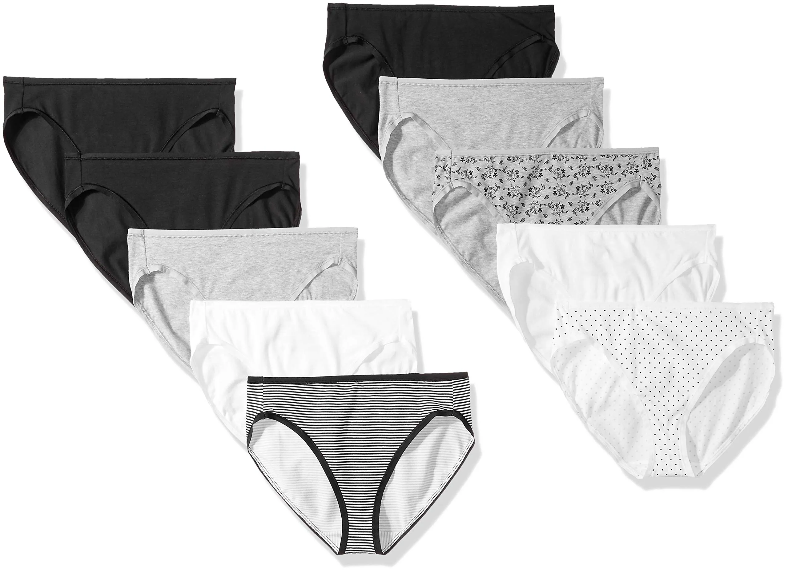 Amazon Essentials Slip Bikini a Taglio Alto in Cotone Elasticizzato Donna, Confezione da 10, Neutra, 48 - immagine 1