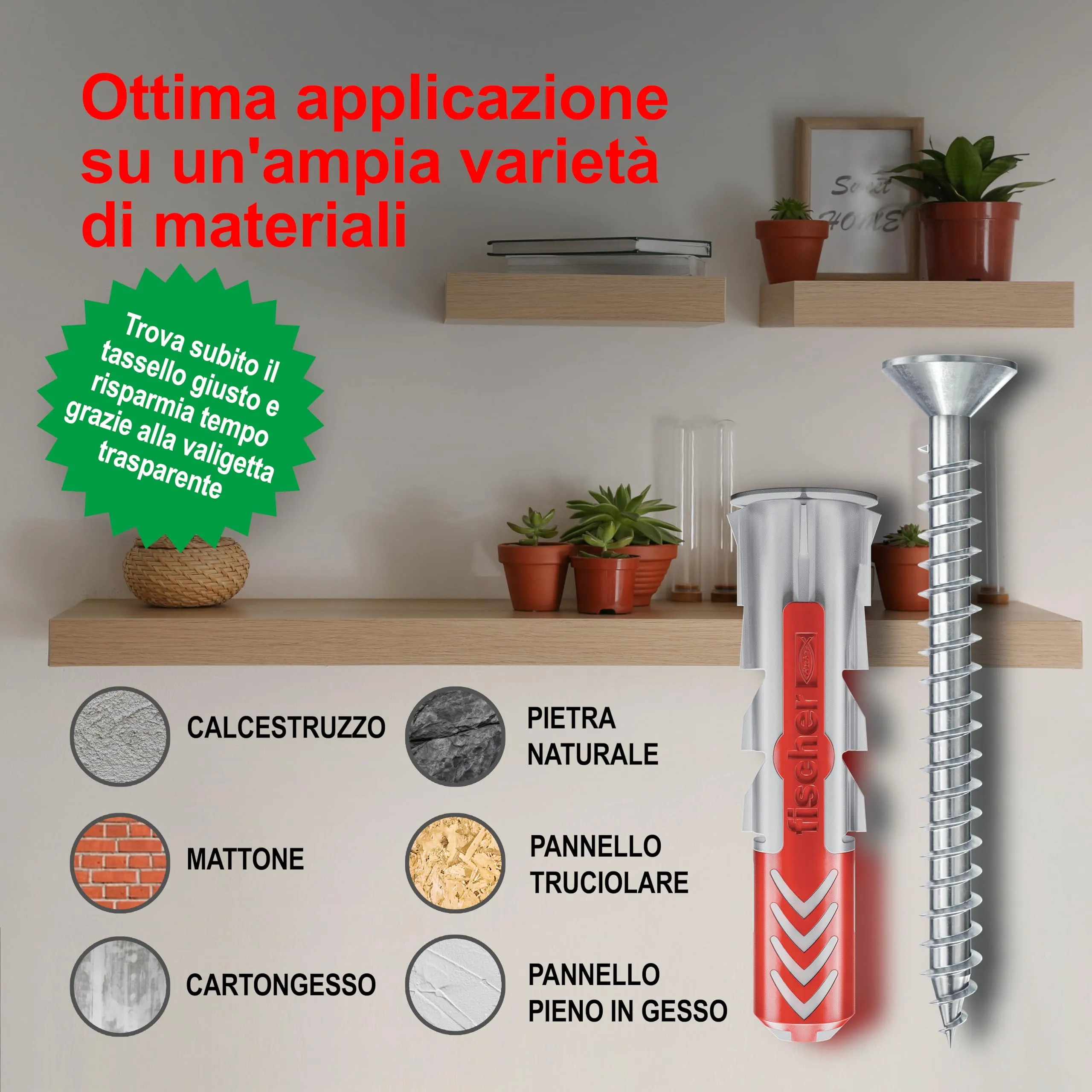 Fischer DuoPower Kit Valigetta 80 Tasselli Universali con Vite - immagine 5