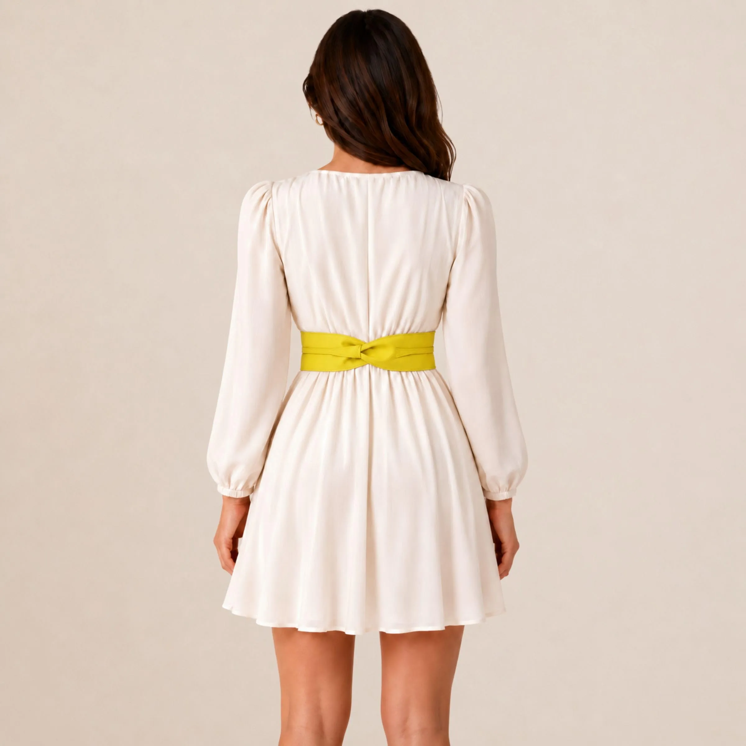 FASHIONGEN Cintura Obi da donna in similpelle Giallo, 2XL - immagine 5