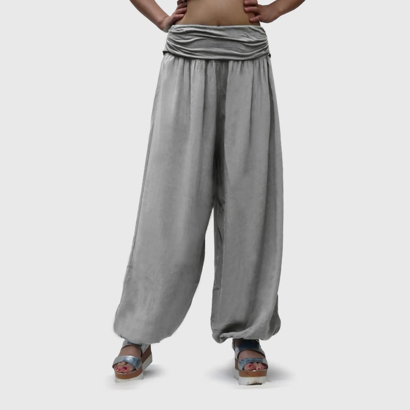 GLAMEXX24 Pantaloni Harem Donna Larga Casual per Yoga, Sport e Pilates con Tasche - immagine 4