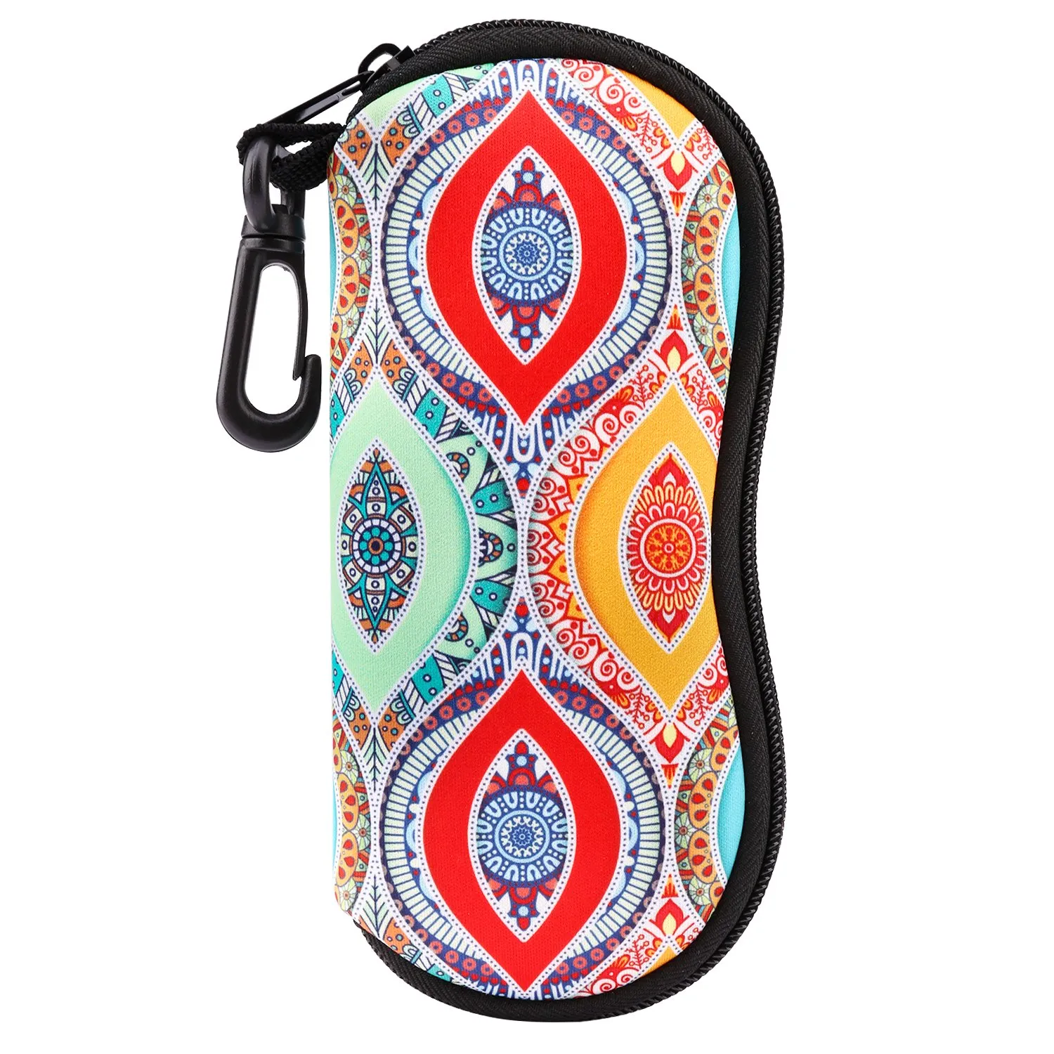 MoKo Custodia morbida in neoprene per occhiali da sole con chiusura a cerniera e clip per cintura, Colorato - immagine 1