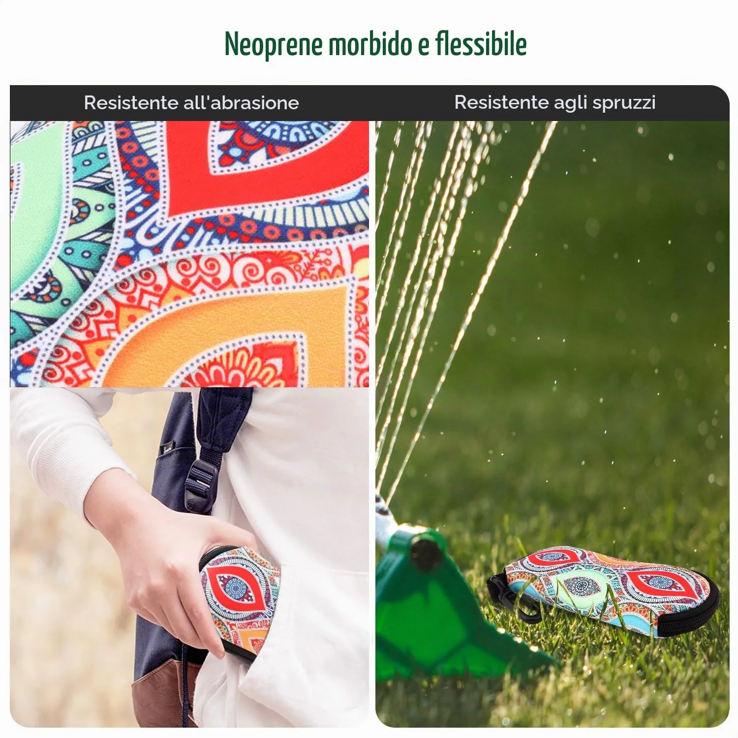 MoKo Custodia morbida in neoprene per occhiali da sole con chiusura a cerniera e clip per cintura, Colorato - immagine 2