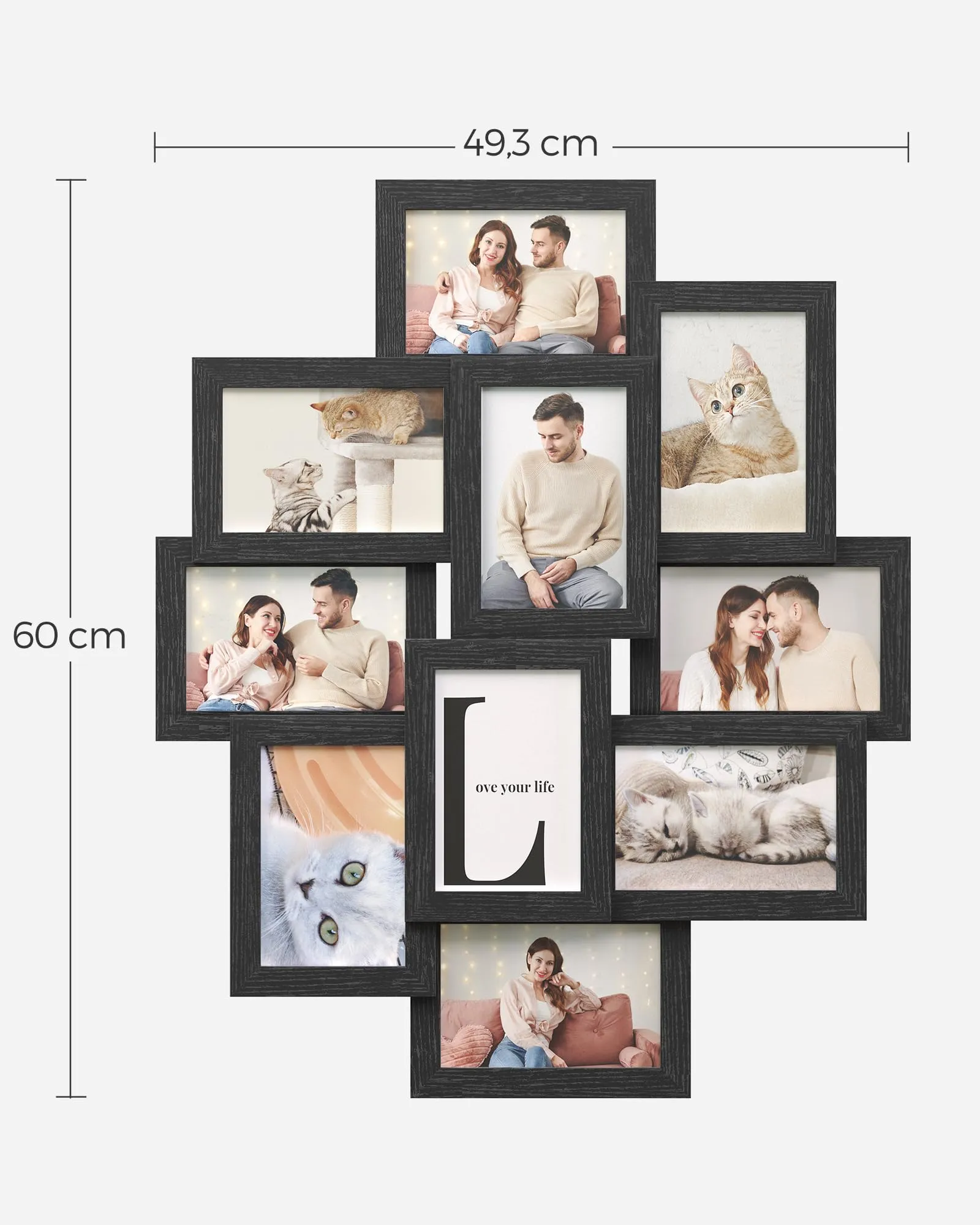 SONGMICS Collage di 10 Cornici per Foto 10 x 15 cm, Nero Inchiostro RPF20BK - immagine 3
