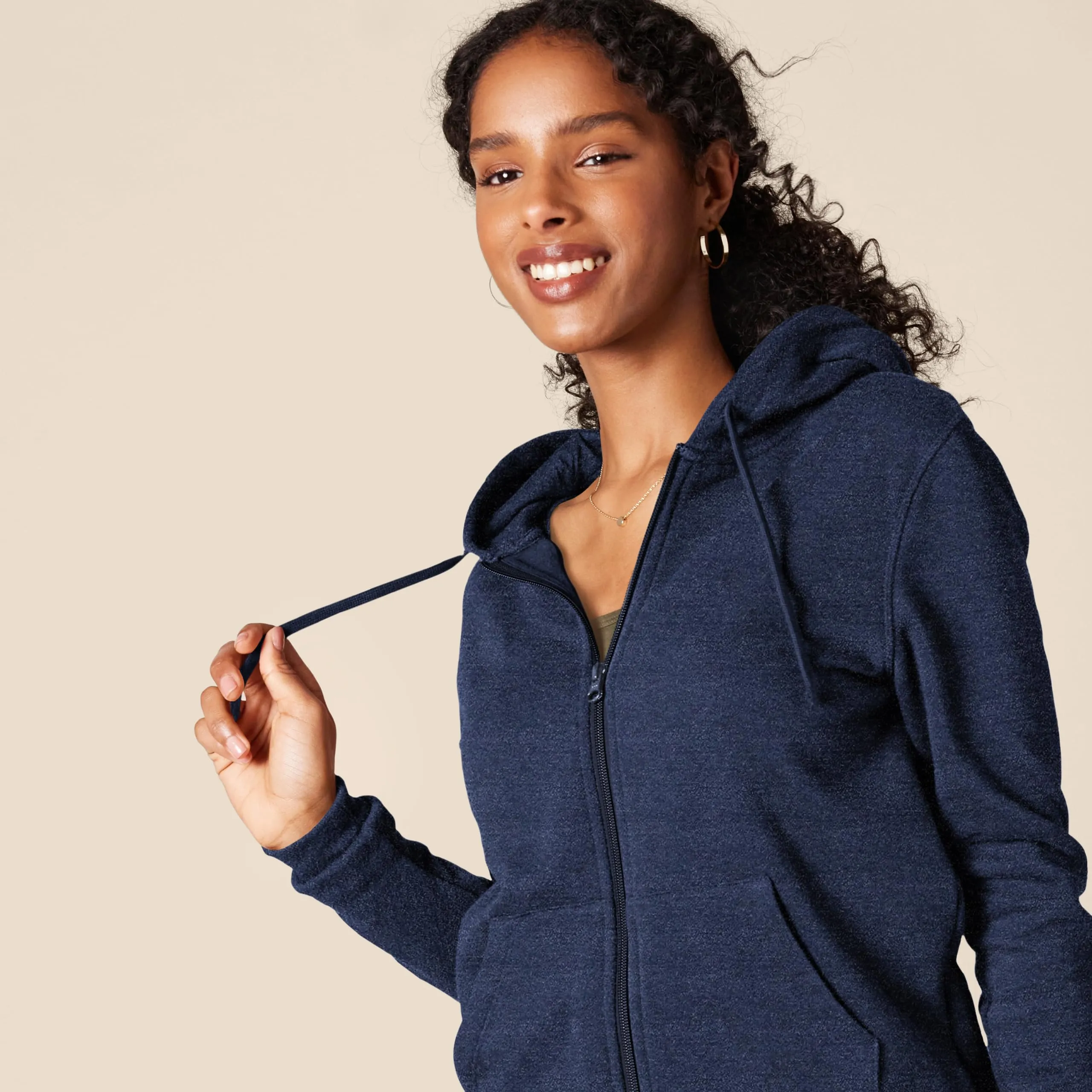 Amazon Essentials Full-zip Hoodie, Navy Heather, Large - immagine 4