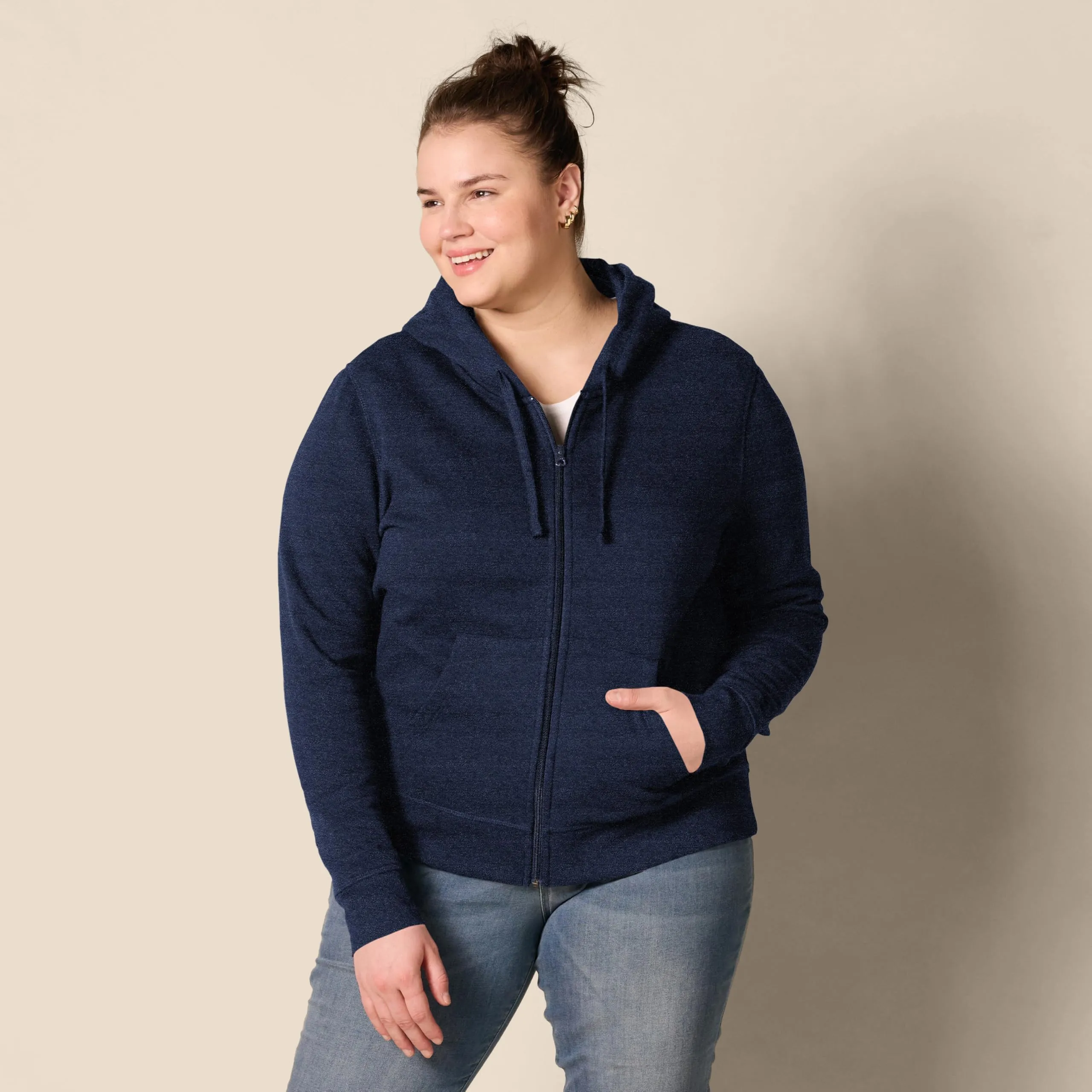 Amazon Essentials Full-zip Hoodie, Navy Heather, Large - immagine 7