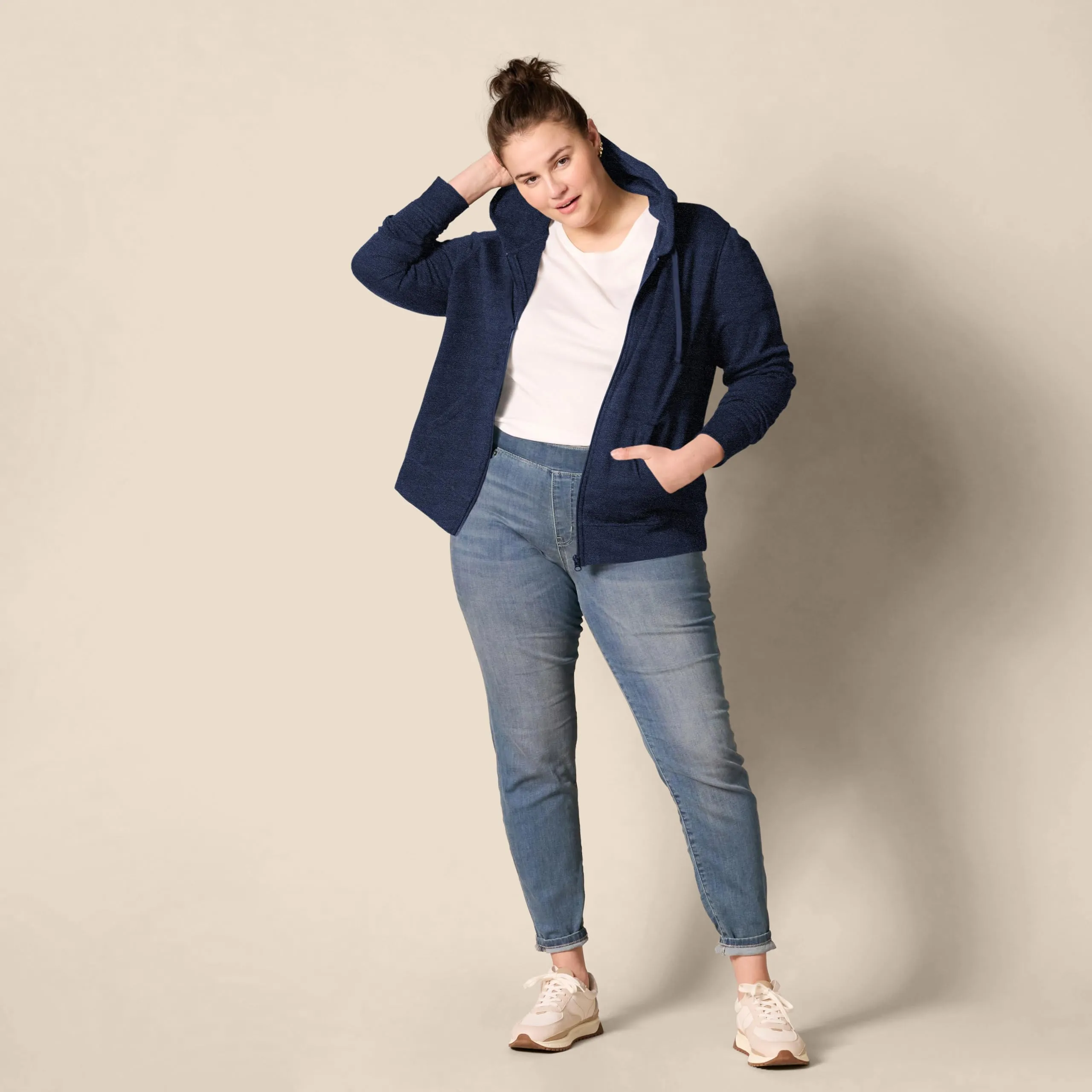 Amazon Essentials Full-zip Hoodie, Navy Heather, Large - immagine 8