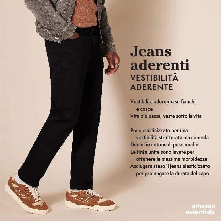 Amazon Essentials Slim Fit Jeans, Nero, 29W / 34L - immagine 2