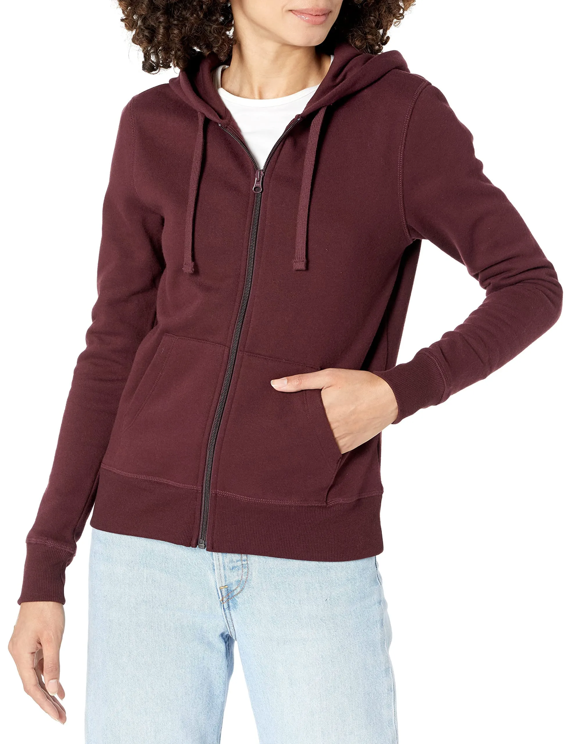 Amazon Essentials Full-zip Hoodie, Burgundy, Large - immagine 1