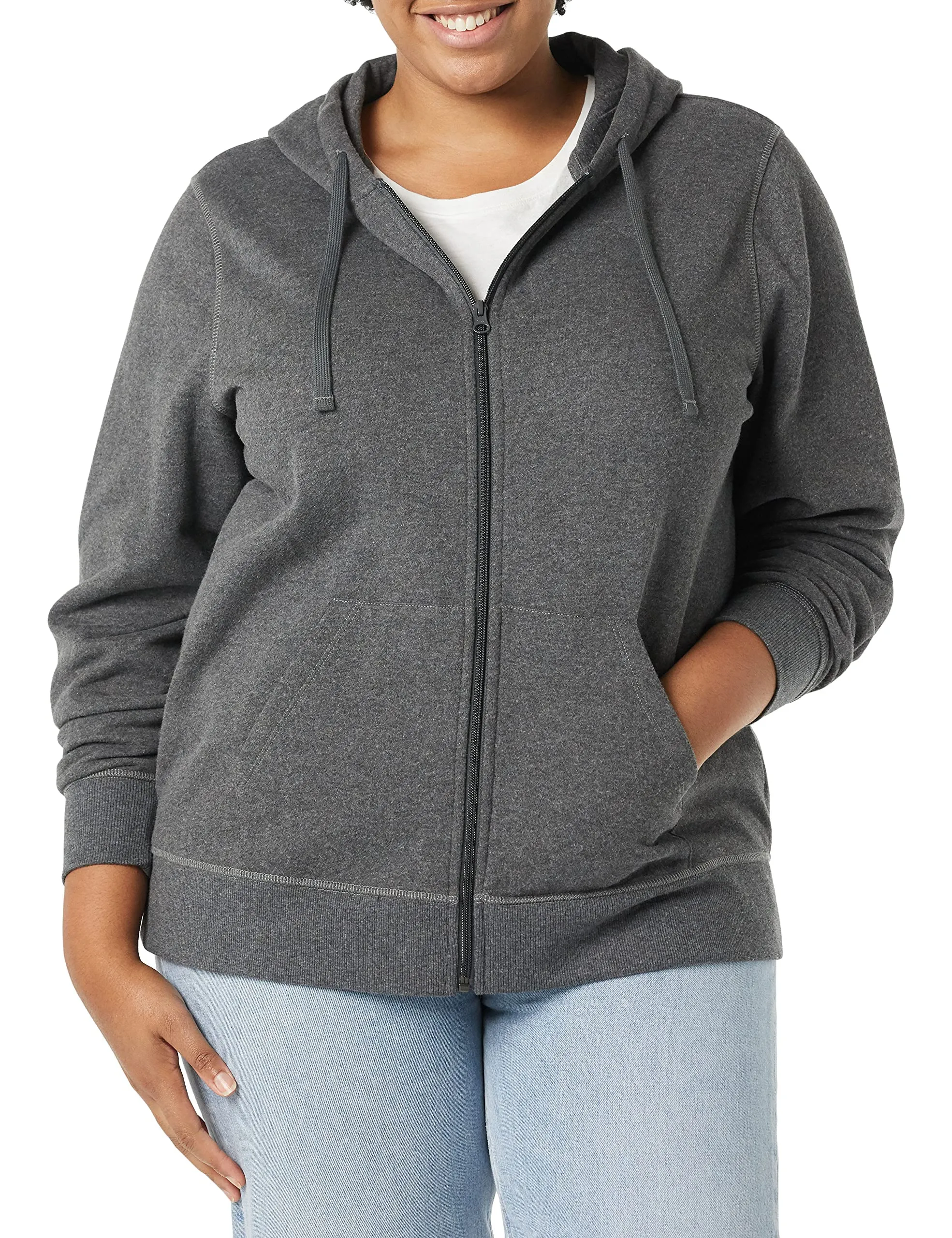 Amazon Essentials Full-zip Hoodie, Charcoal Heather, XXL - immagine 1