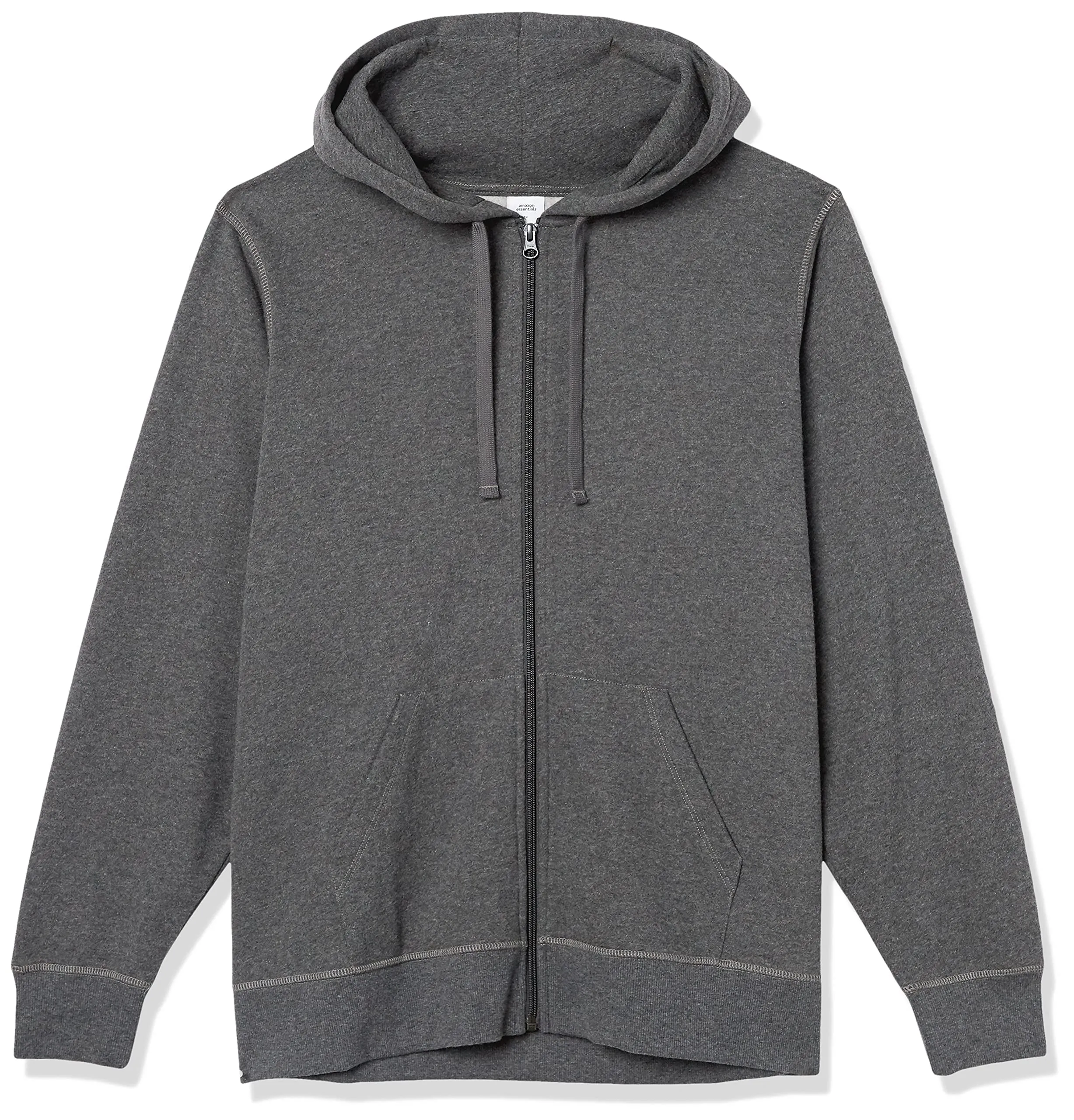 Amazon Essentials Full-zip Hoodie, Charcoal Heather, XXL - immagine 8