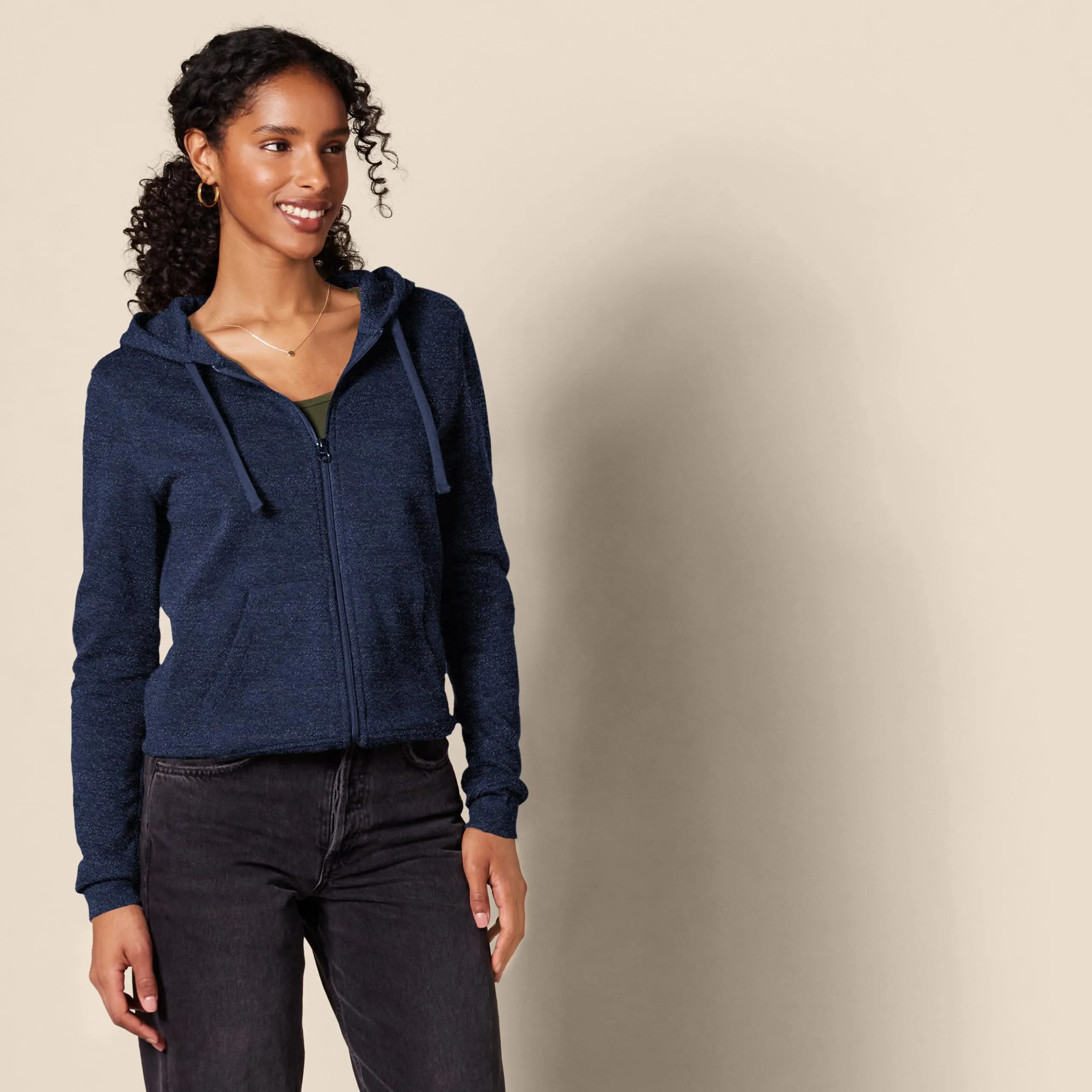 Amazon Essentials Women's Full-zip Hoodie, Navy Heather, X-Small - immagine 3