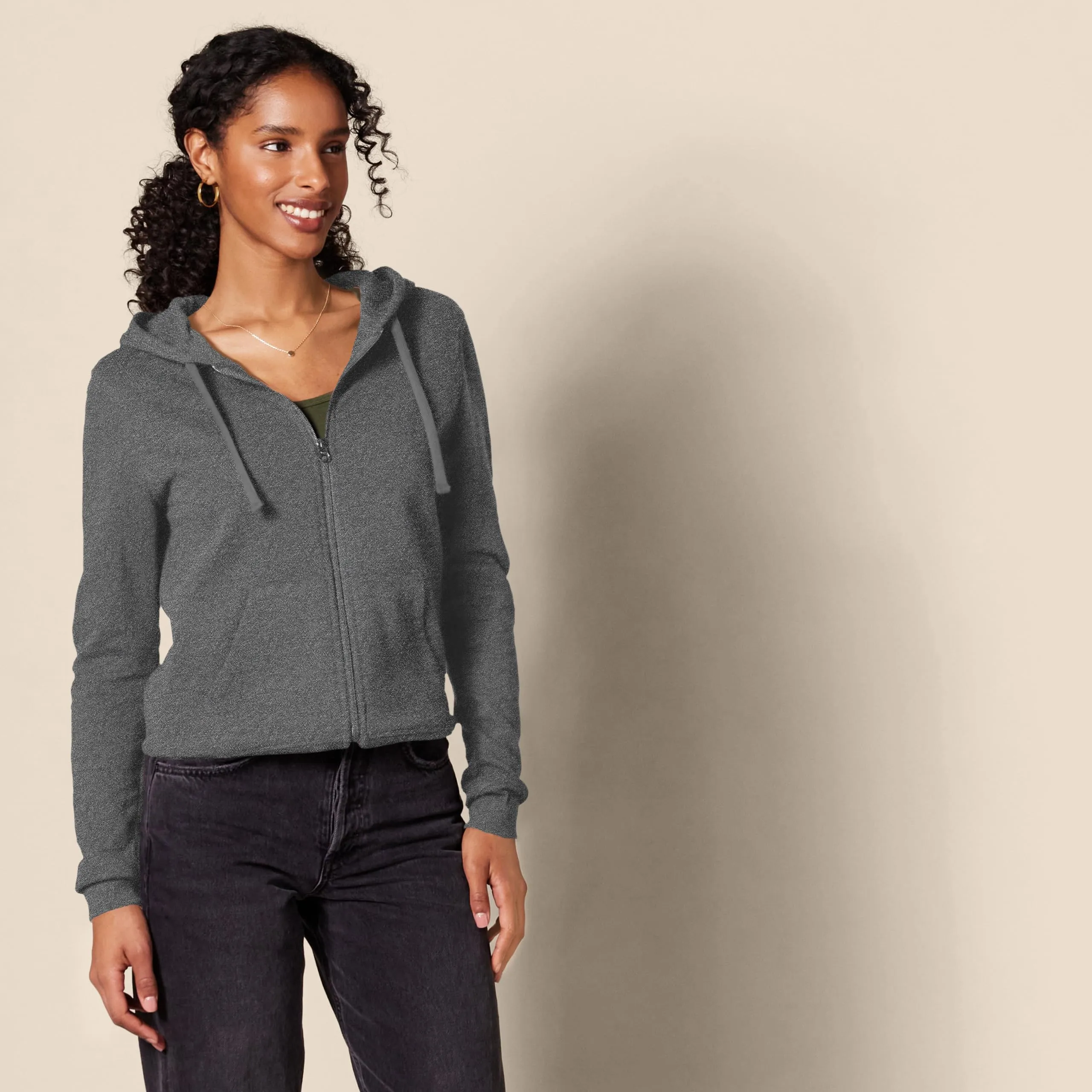 Amazon Essentials Full-zip Hoodie, Charcoal Heather, Large - immagine 3