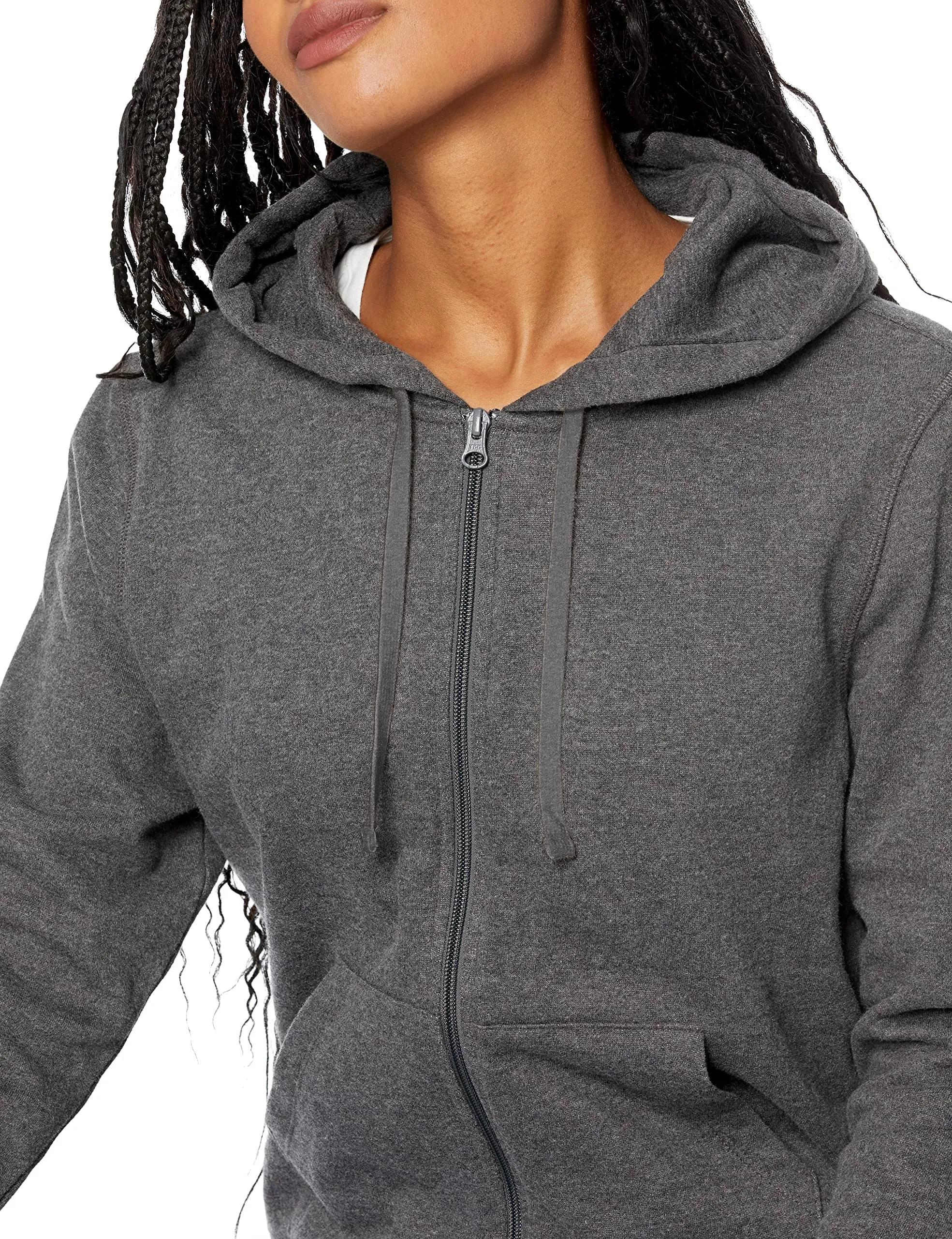 Amazon Essentials Full-zip Hoodie, Charcoal Heather, Large - immagine 6