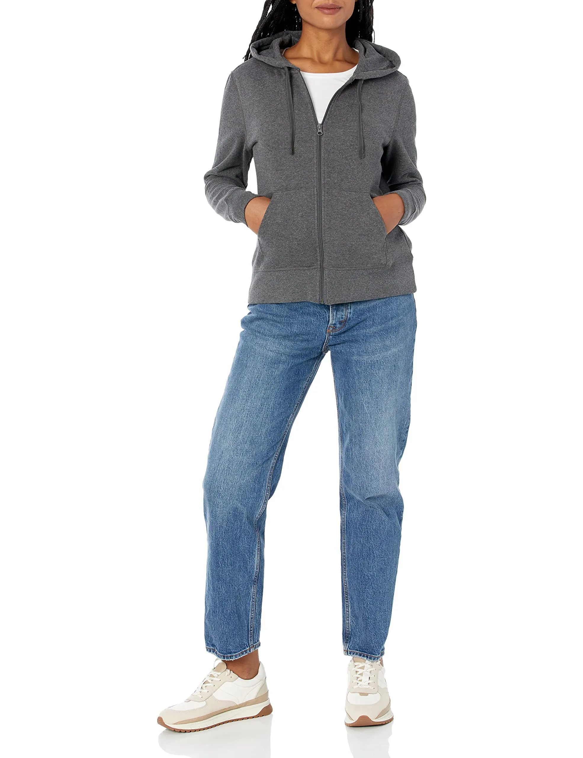 Amazon Essentials Full-zip Hoodie, Charcoal Heather, Small - immagine 7