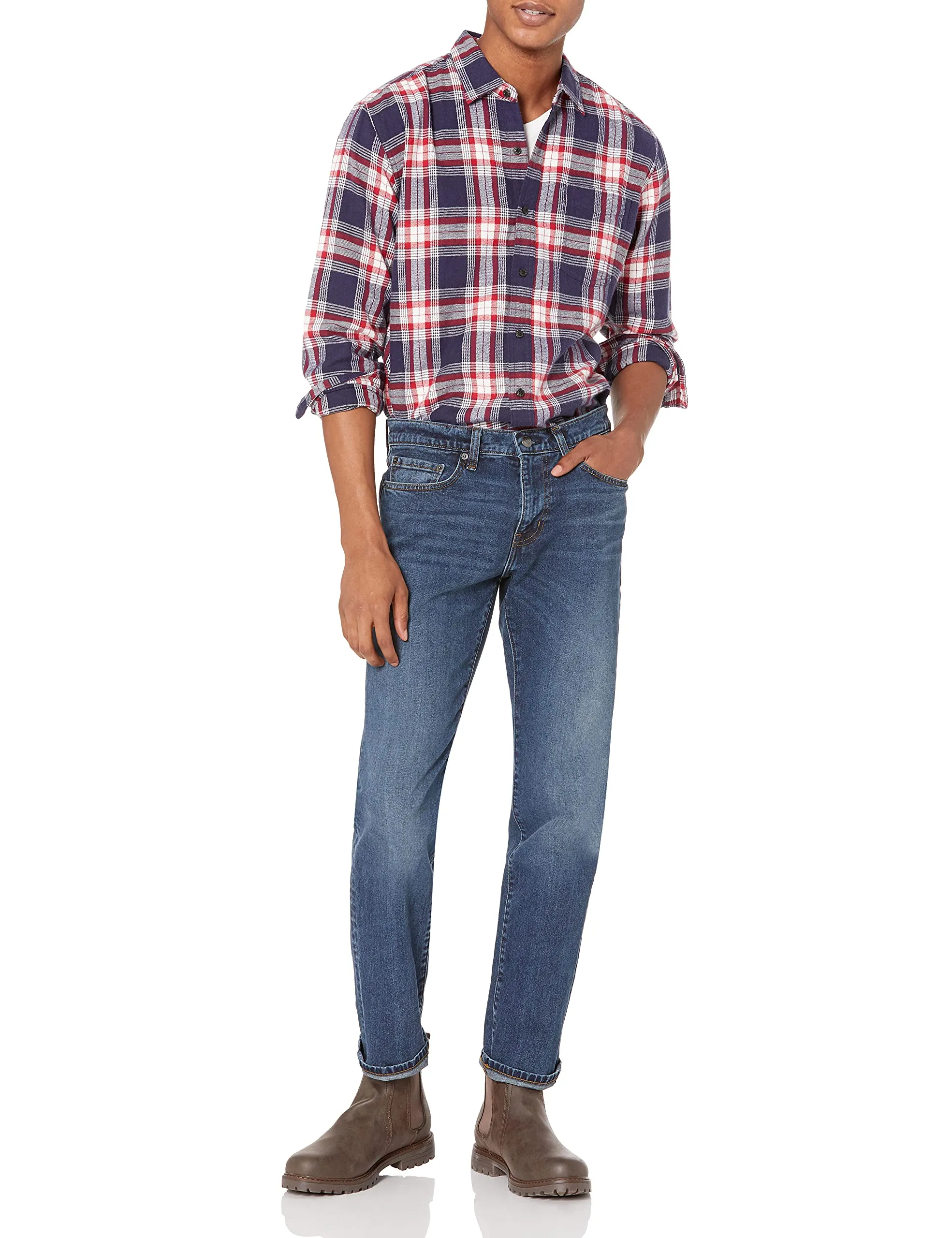 Amazon Essentials Slim Fit Jeans, Delavé Medio, 34W / 28L - immagine 5