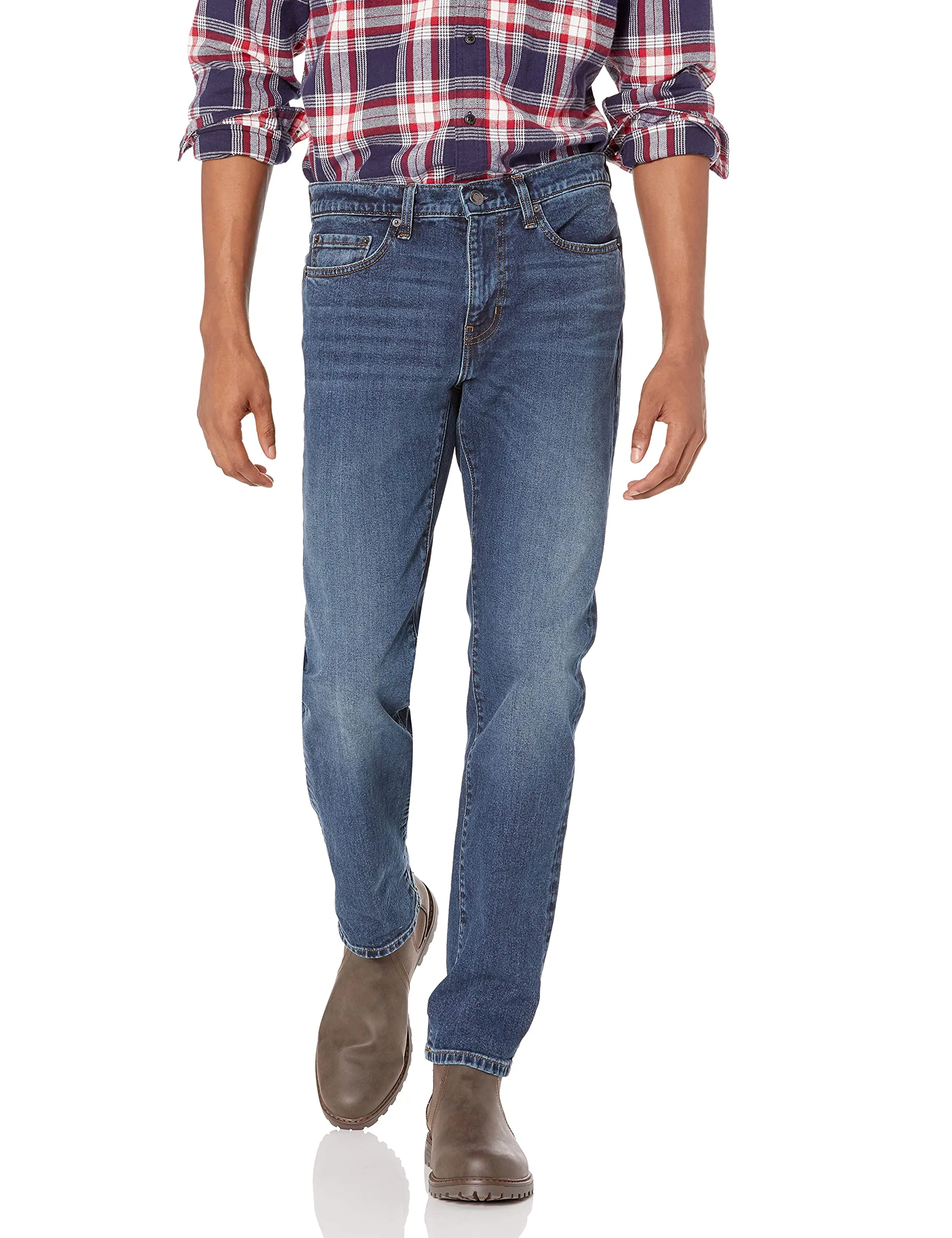 Amazon Essentials Jeans Slim Fit, Delavé Medio, 35W / 28L - immagine 1