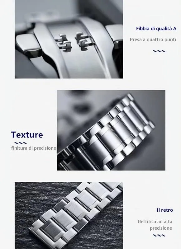 HEYOZURY Cinturino in Acciaio Inossidabile per Orologio 22mm Nero - immagine 2