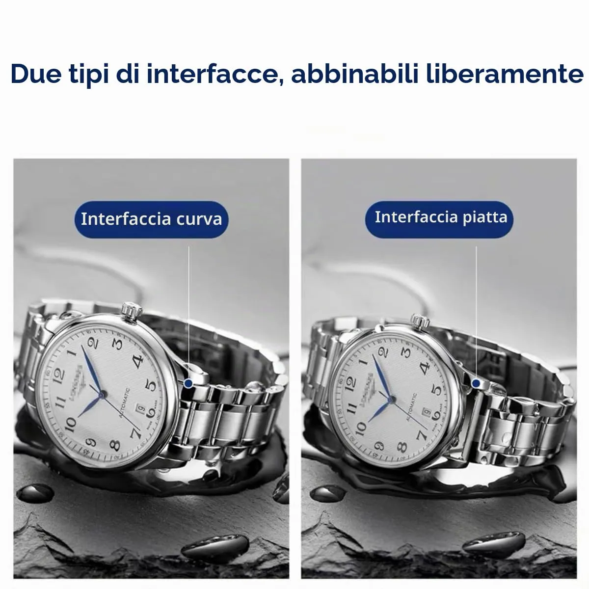 HEYOZURY Cinturino in Acciaio Inossidabile per Orologio 16mm Argento - immagine 5