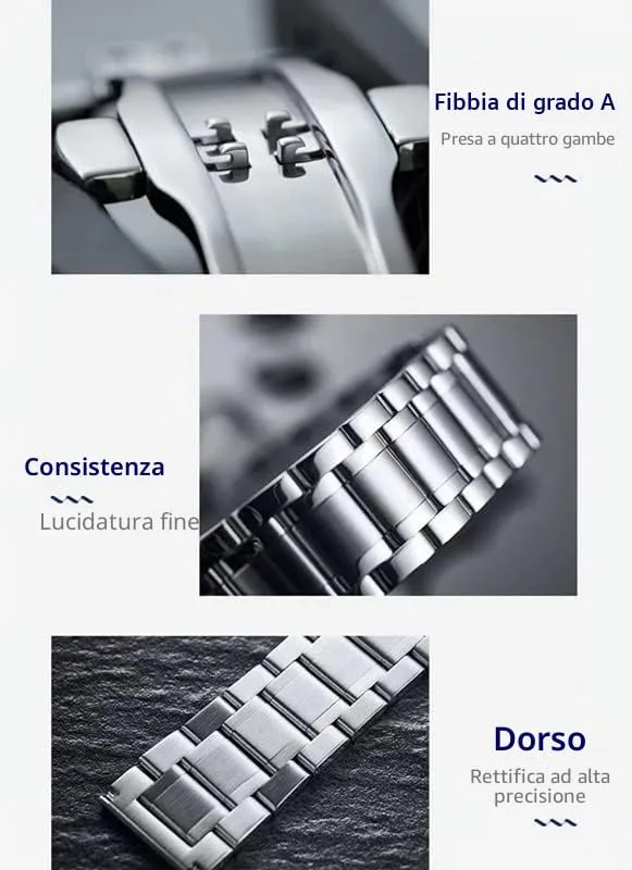 HEYOZURY Cinturino per Orologio in Acciaio Inossidabile 24mm Argento Oro - immagine 3