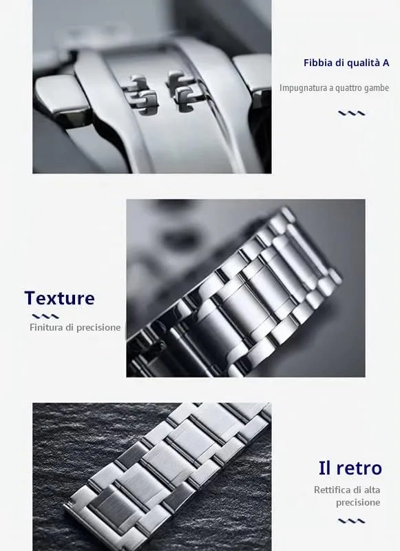 HEYOZURY Cinturino per Orologio in Acciaio Inossidabile 24mm Nero - immagine 2