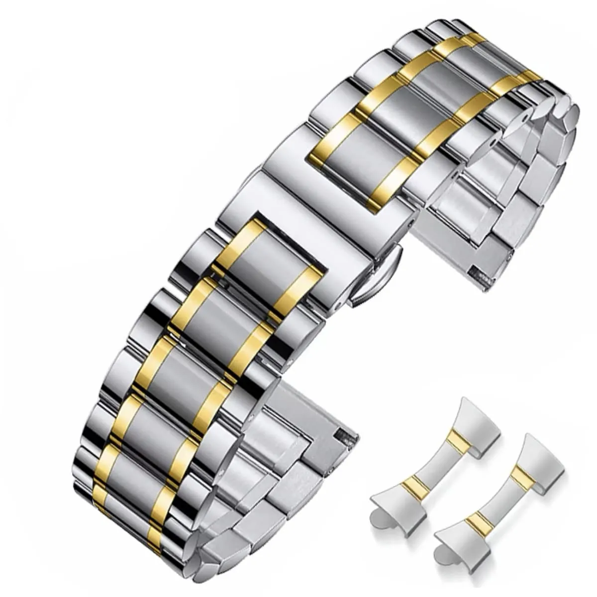 HEYOZURY Cinturino per Orologio in Acciaio Inossidabile 22mm Argento Oro - immagine 1