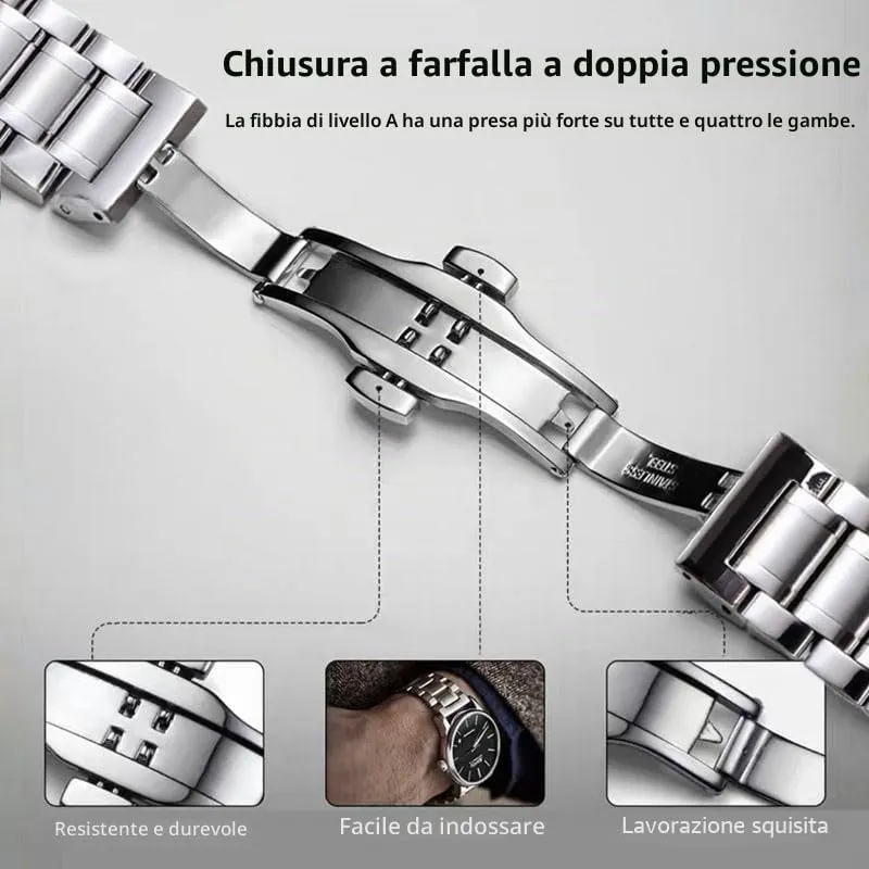 HEYOZURY Cinturino per Orologio in Acciaio Inossidabile 19mm Argento Oro - immagine 4