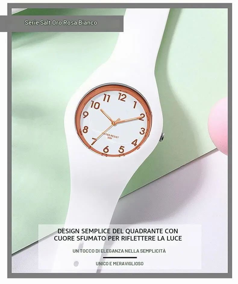 Forrader Orologio sportivo da donna, cinturino in silicone, quadrante grande, analogico, bianco - immagine 2