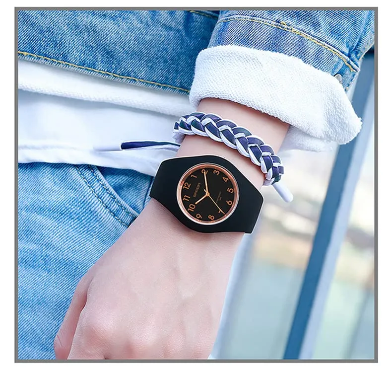 Forrader Orologio Sportivo da Donna, Cinturino in Silicone, Quadrante Grande, Impermeabile, Nero/Oro Rosa - immagine 4