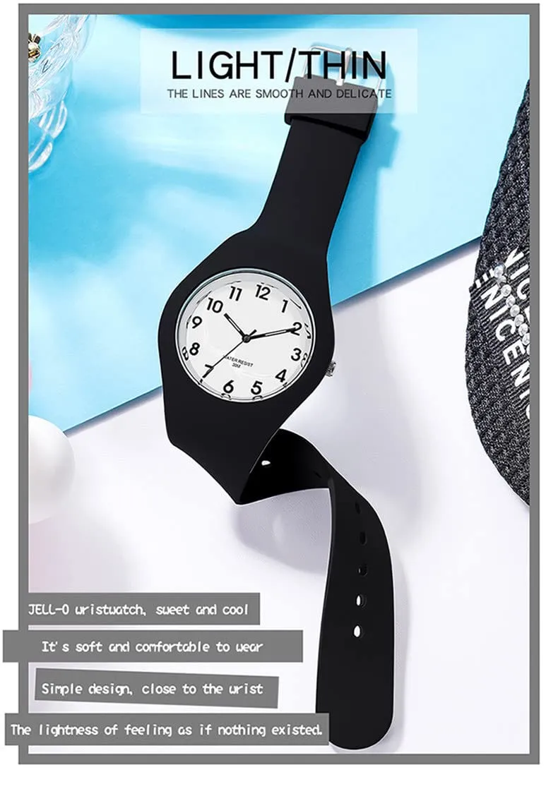Forrader Orologio Sportivo da Donna, cinturino in silicone, analogico, impermeabile, Nero/Bianco - immagine 4