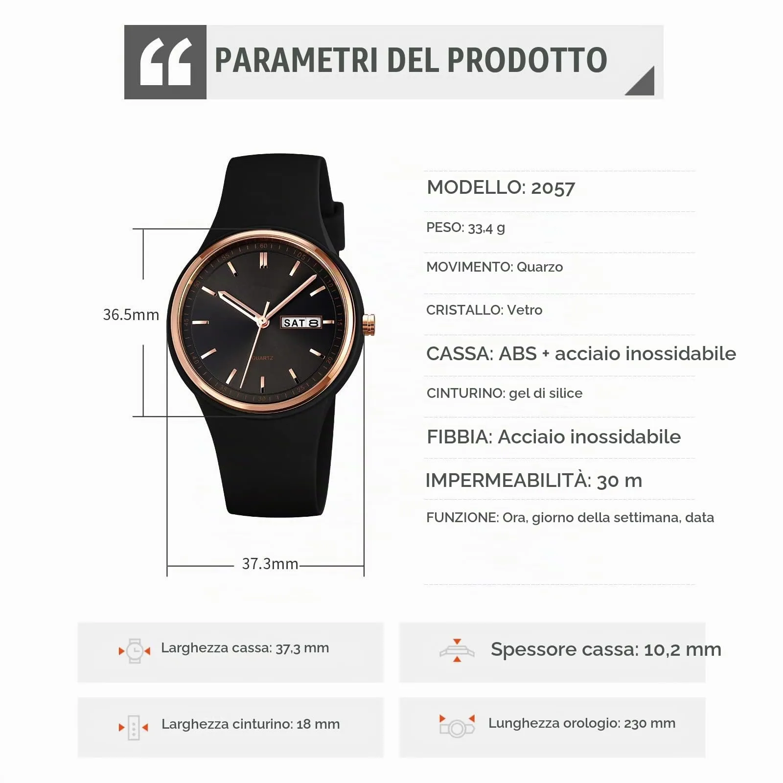 Forrader Orologio Sportivo da Donna Analogico al Quarzo in Silicone Impermeabile 30m - immagine 3
