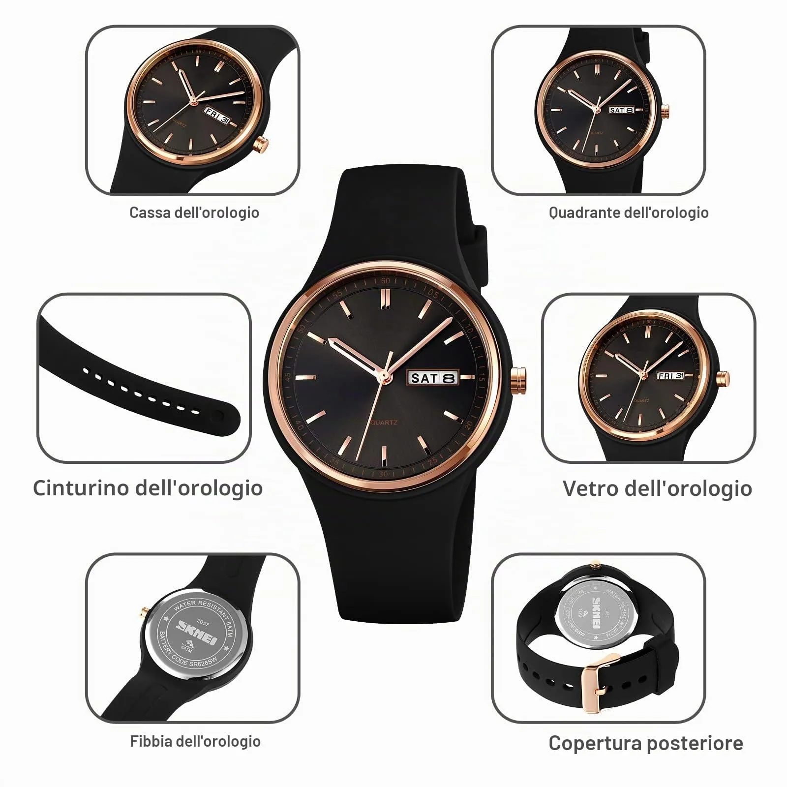 Forrader Orologio Sportivo da Donna Analogico al Quarzo in Silicone Impermeabile 30m - immagine 4