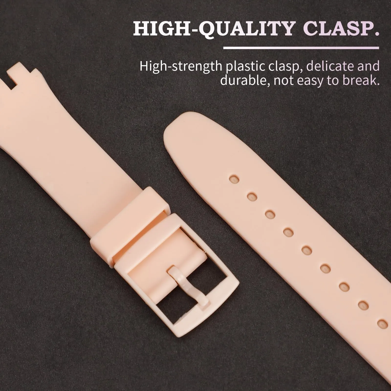Rihahisy Cinturino di Ricambio in Silicone per Orologio, 19mm, Avorio - immagine 3