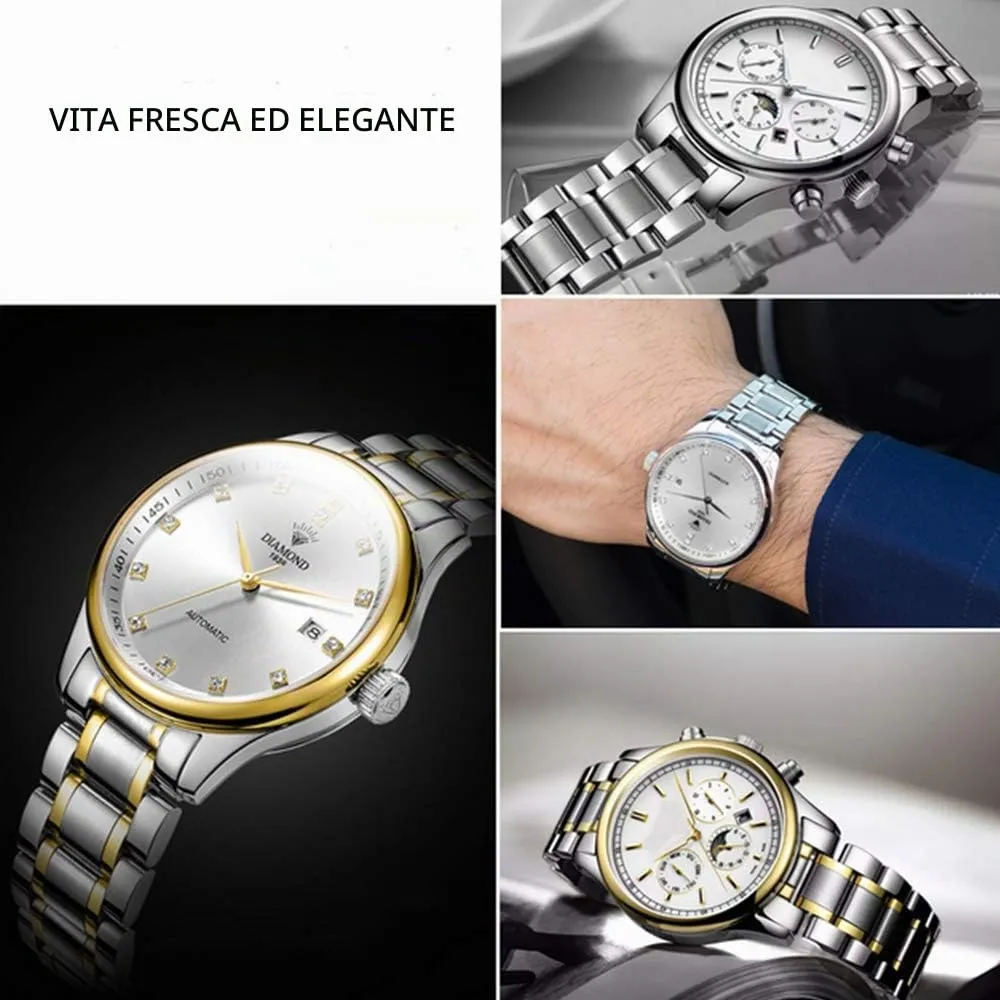 HEYOZURY Cinturino per Orologio in Acciaio Inossidabile 18mm Argento Oro - immagine 5