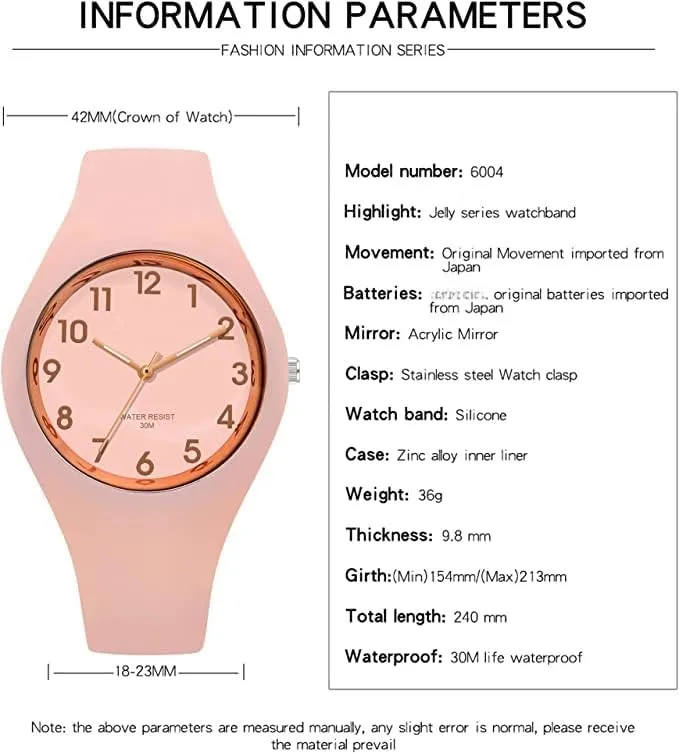 Forrader Orologio Sportivo da Donna in Silicone, Analogico, Impermeabile, Rosa - immagine 2