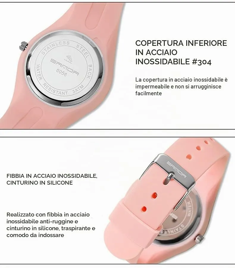 Forrader Orologio Sportivo da Donna in Silicone, Analogico, Impermeabile, Rosa - immagine 3