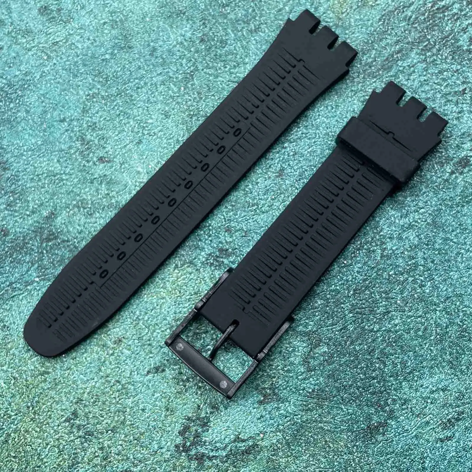 Rihahisy Cinturino in Silicone per Swatch, 20mm, Nero - immagine 3