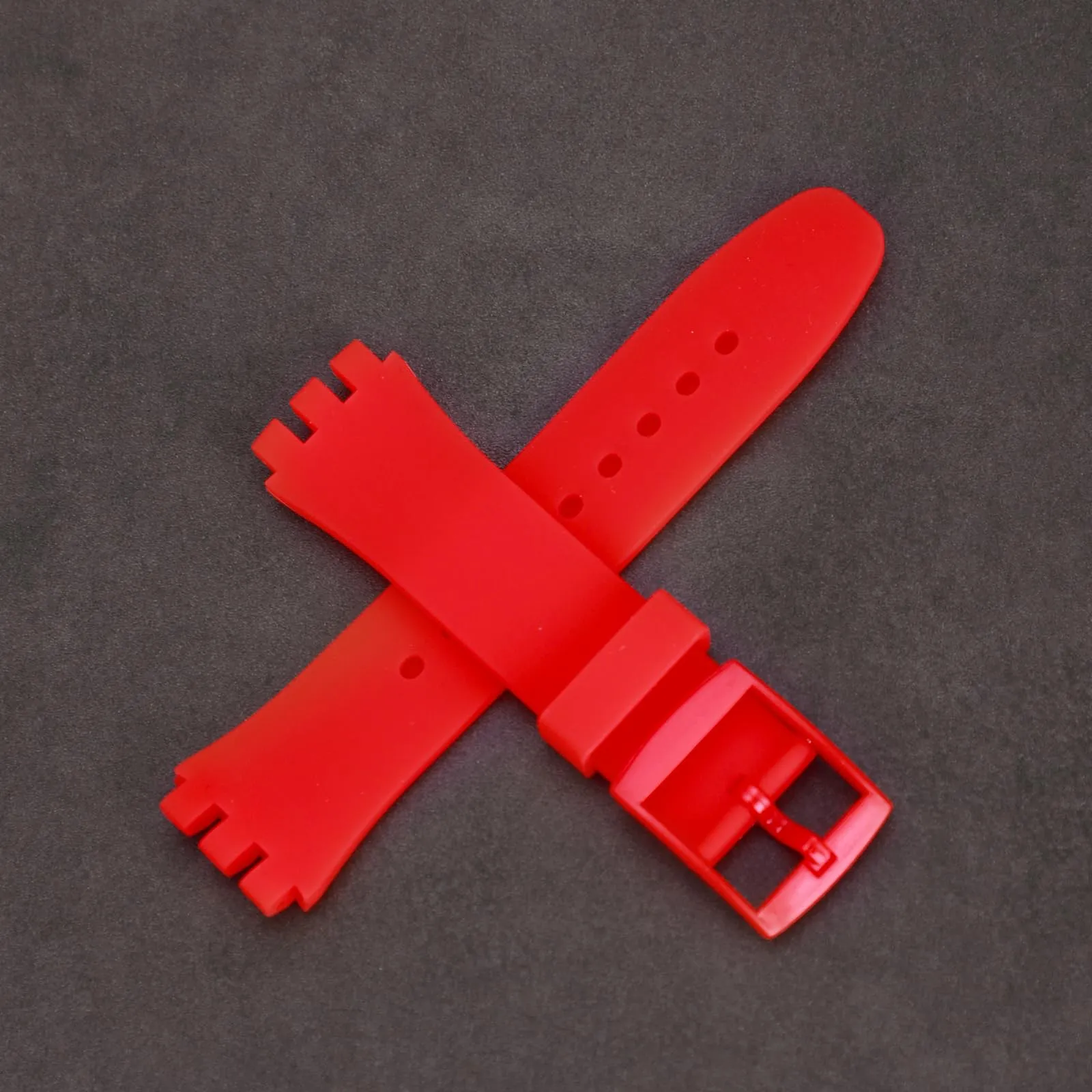 Rihahisy Cinturino in gomma siliconica di ricambio per Swatch, 20mm, Rosso - immagine 5