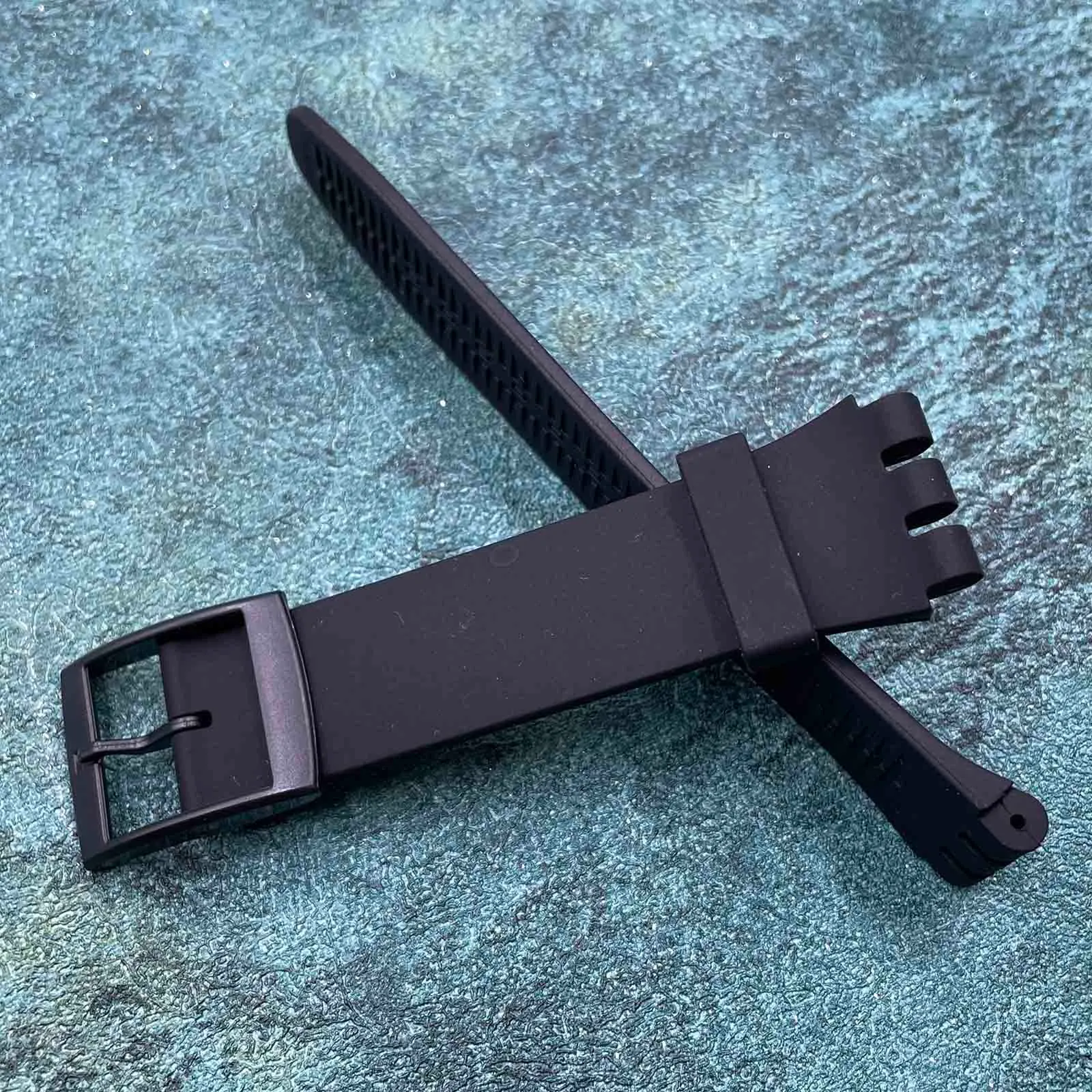 Rihahisy Cinturino di ricambio in silicone per Swatch, 19mm, Nero, Senza Gemme - immagine 4