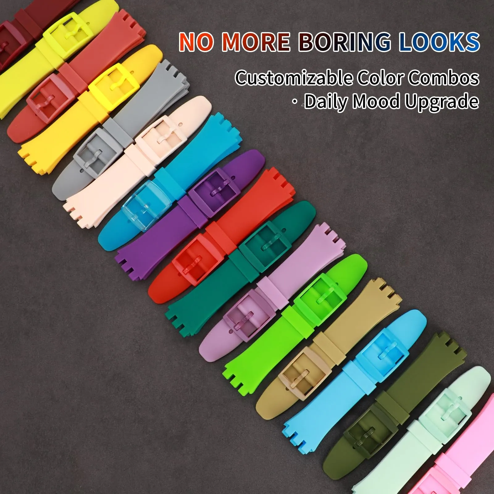 Rihahisy Cinturino in gomma siliconica per Swatch 17mm Pansy - immagine 7