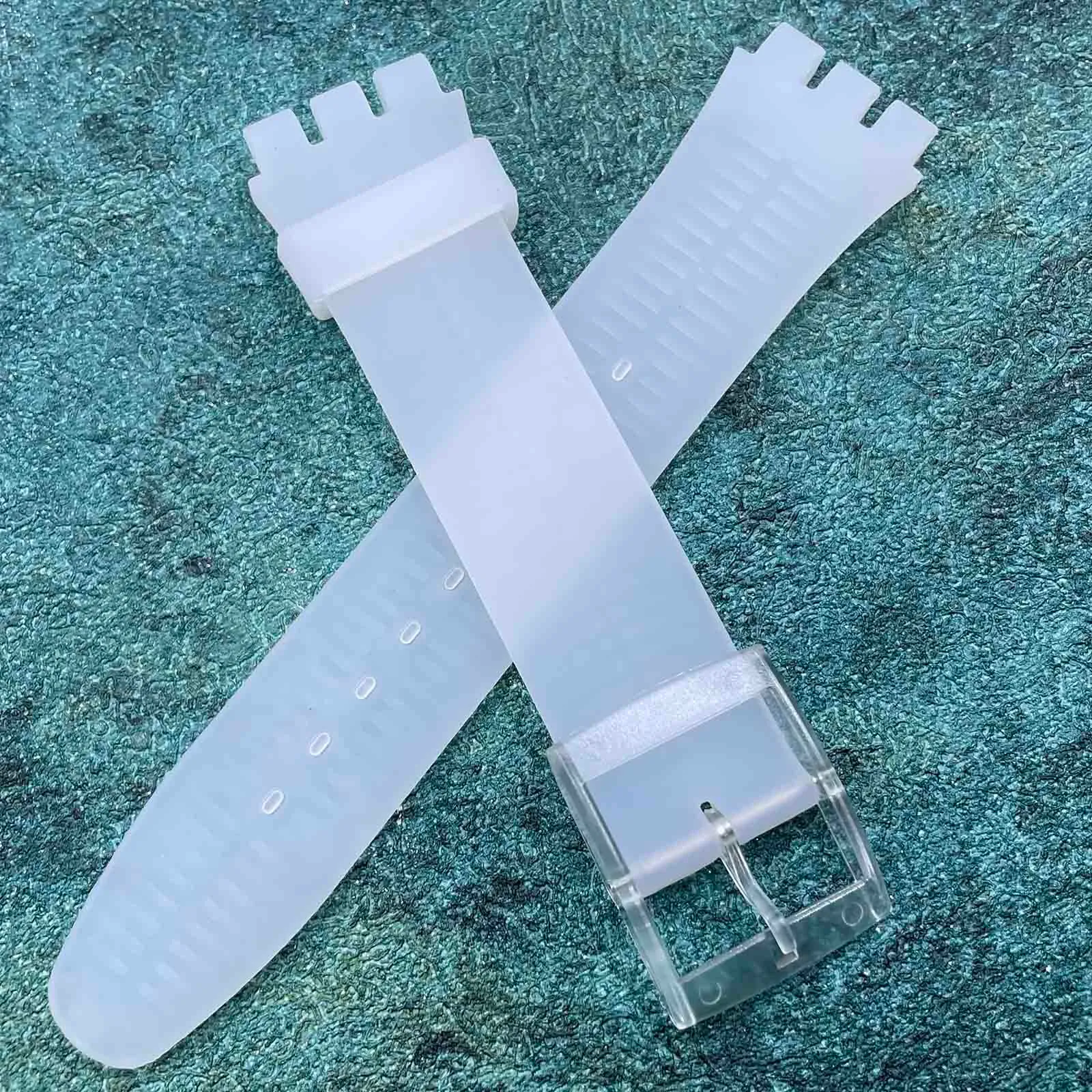 Rihahisy Cinturino in gomma siliconica per Swatch, 20mm, Translucent - immagine 5